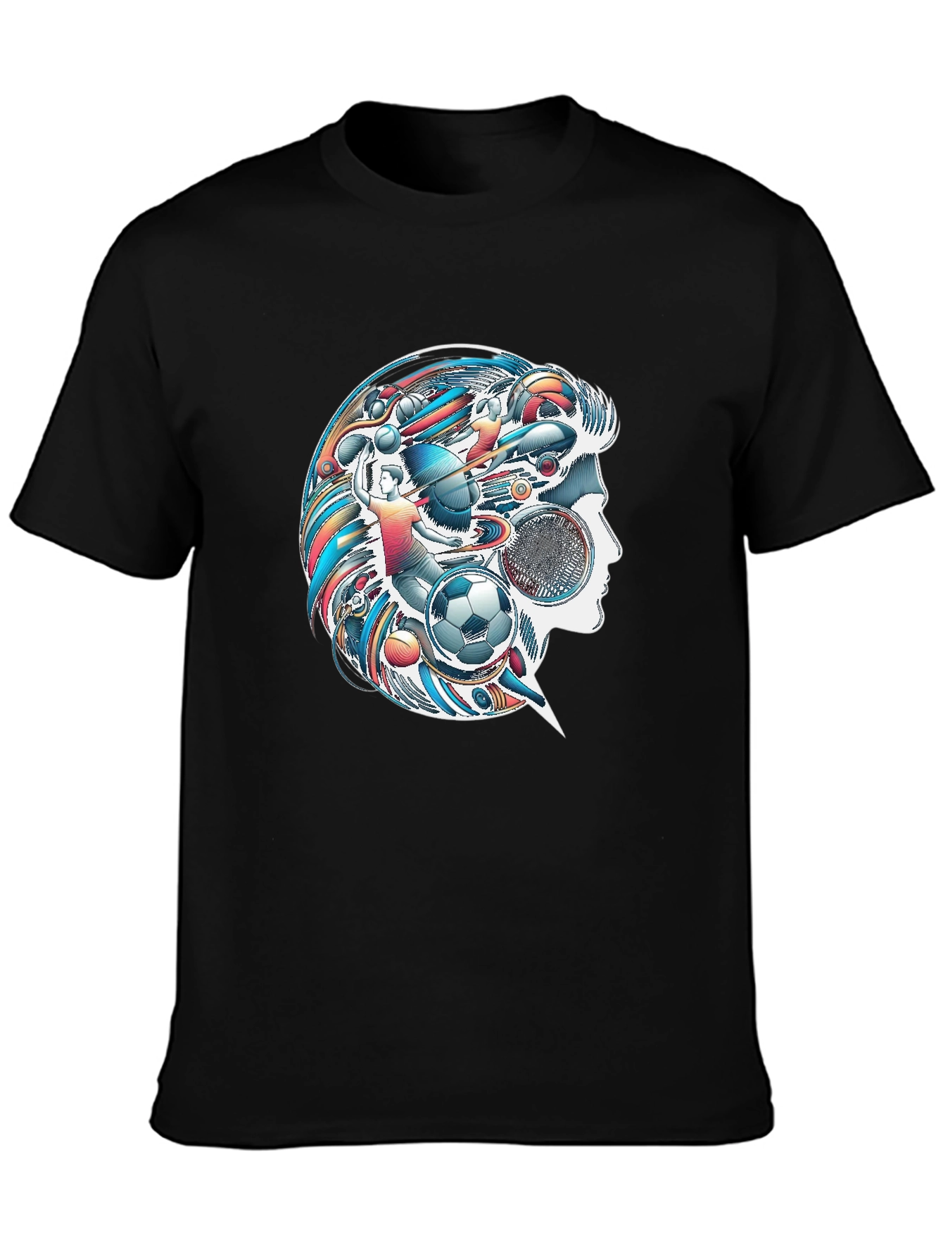 Black Creative Soccer Mind T-Shirt view 3