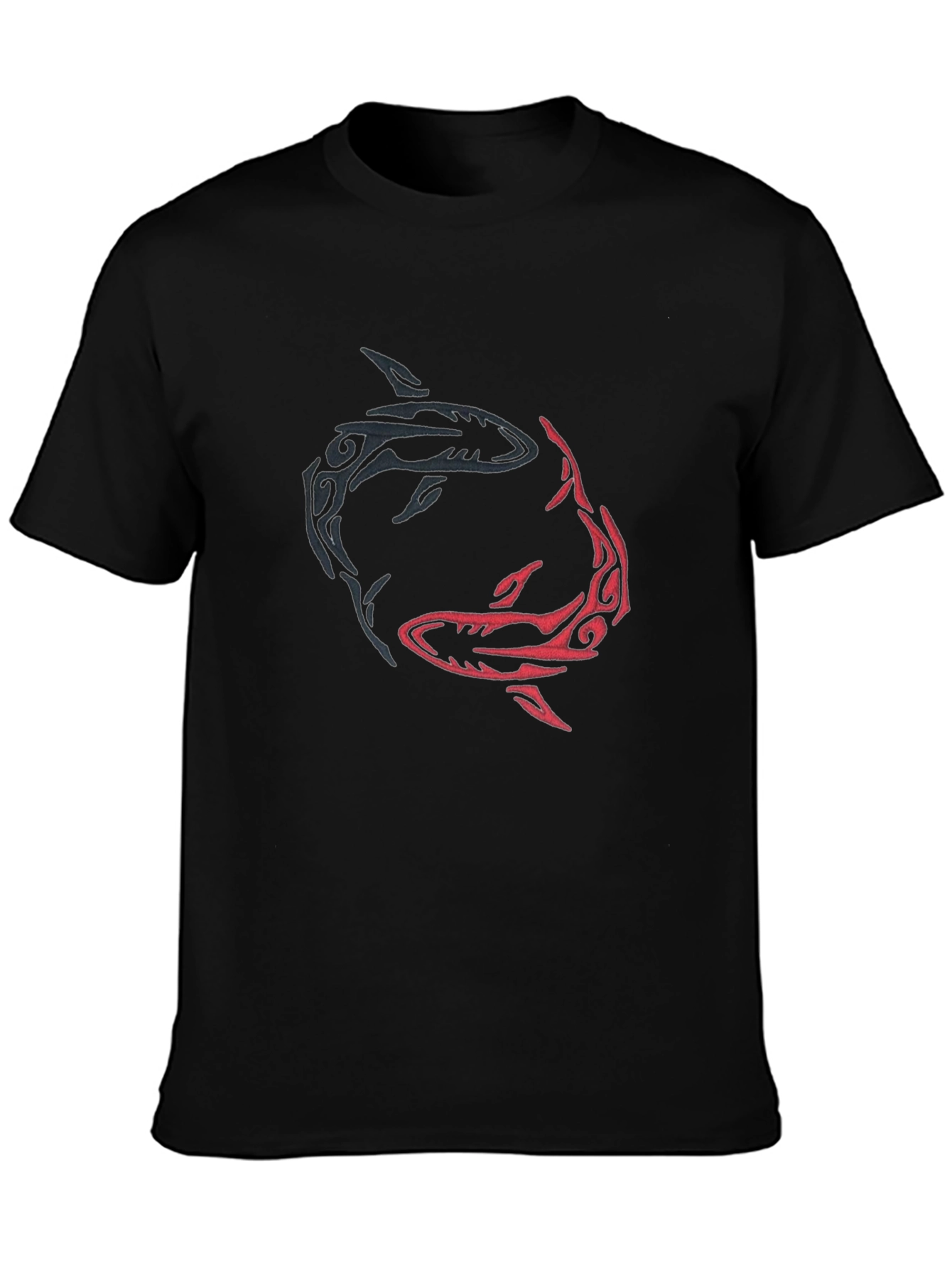 Black Yin Yang Sharks Graphic Tee - Black Cotton Blend view 3