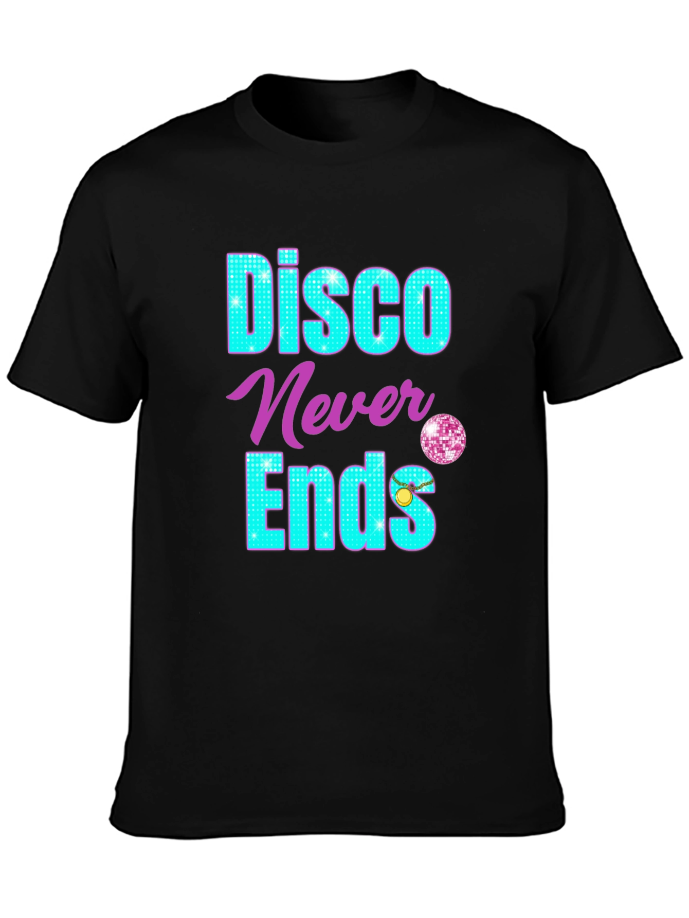 Black Disco Never Ends Graphic T-Shirt view 3