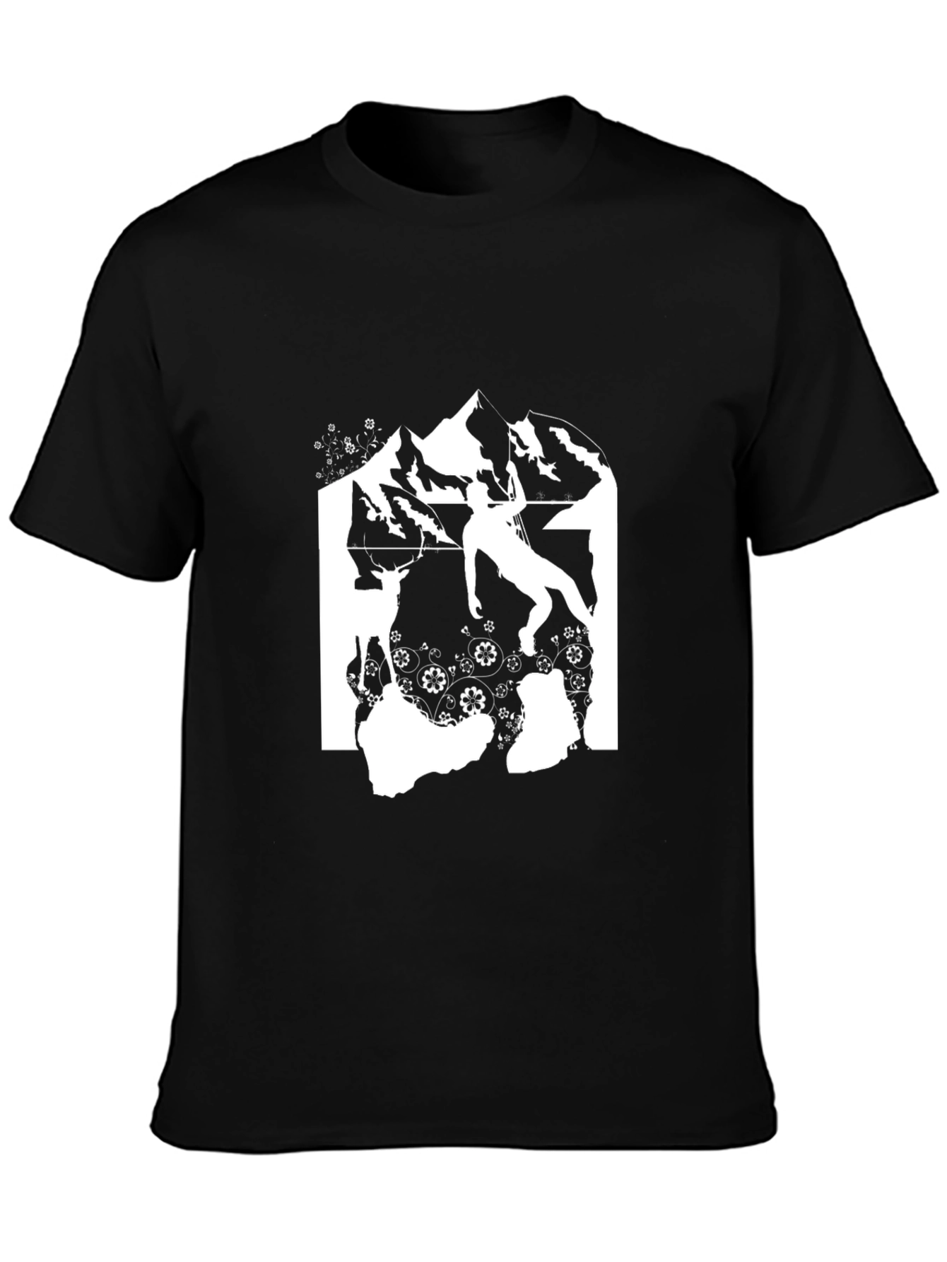 Black Mountain Climber Graphic Tee - Black Cotton T-Shirt view 3