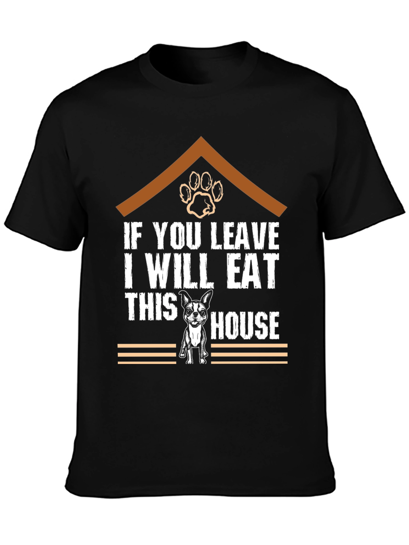 Black Funny Dog Eat House T-Shirt view 3