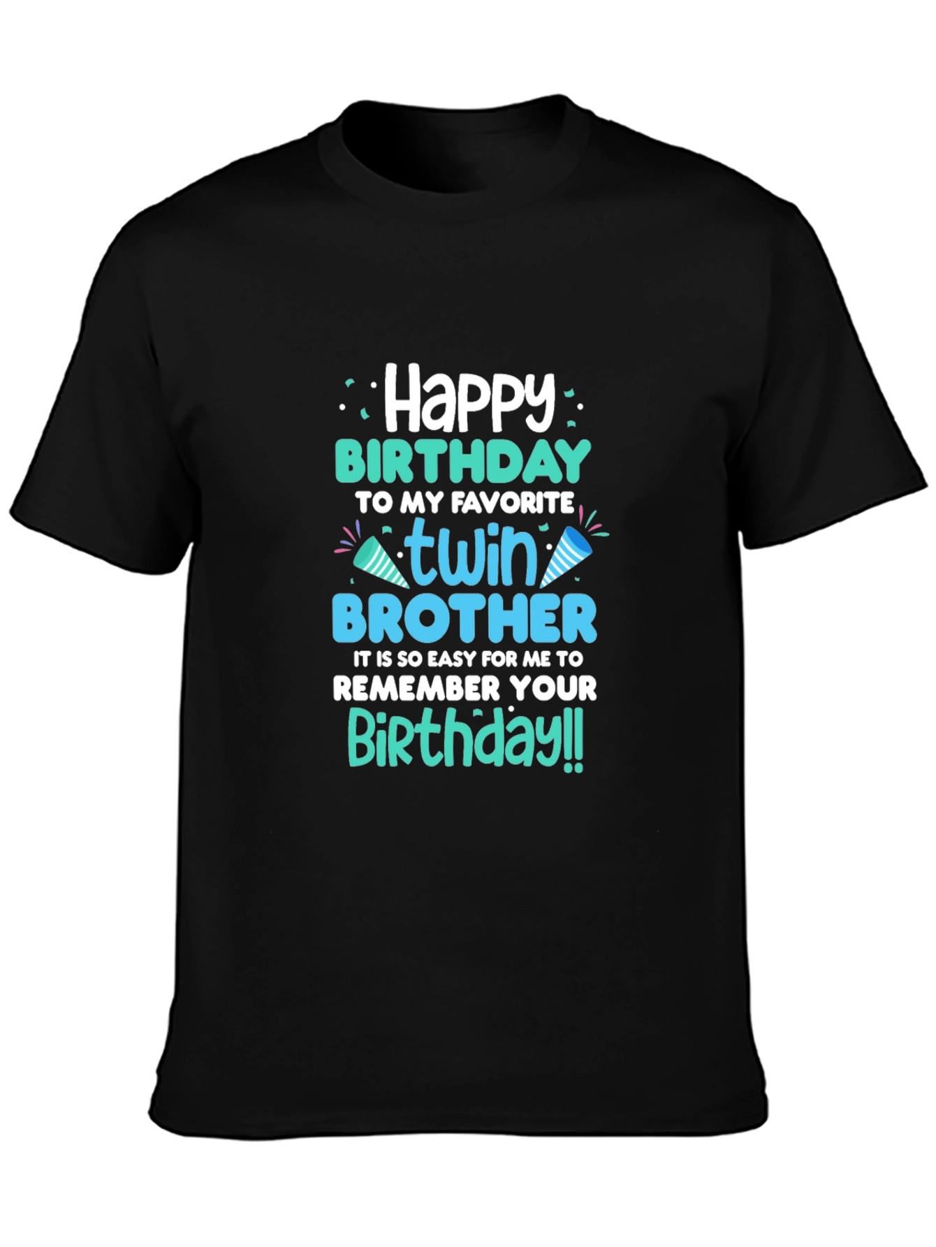Black Twin Brother Birthday T-Shirt view 3