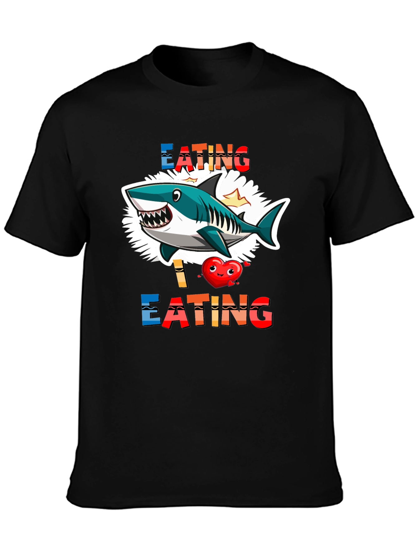 Black Shark Eating Heart Graphic Tee - Funny T-Shirt view 3