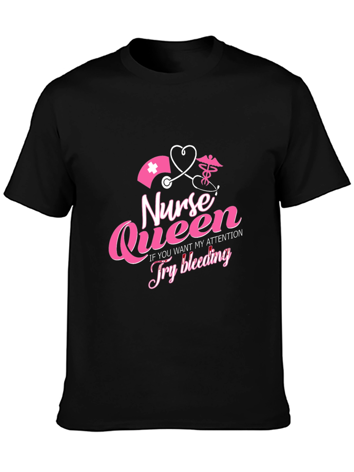 Black Nurse Queen Funny Graphic T-Shirt view 3
