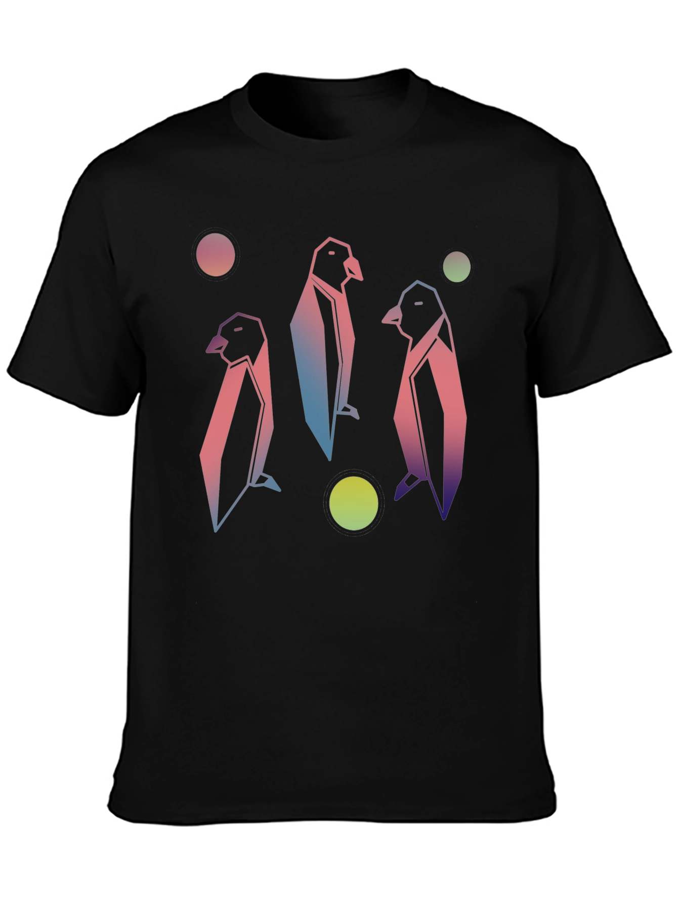 Black Geometric Penguin Graphic Tee - Trendy Style view 3