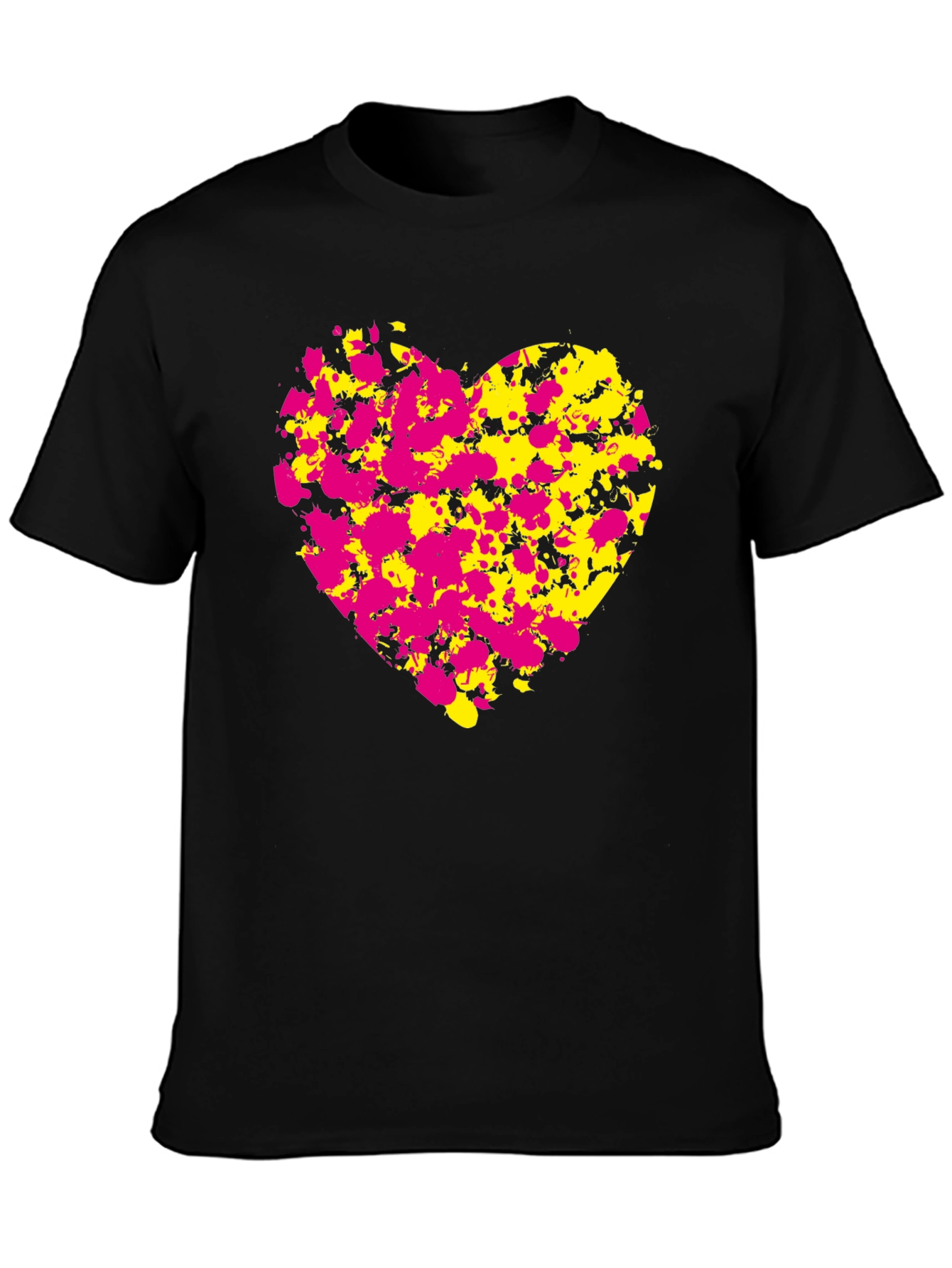 Black Abstract Heart Splatter T-Shirt - Black view 3
