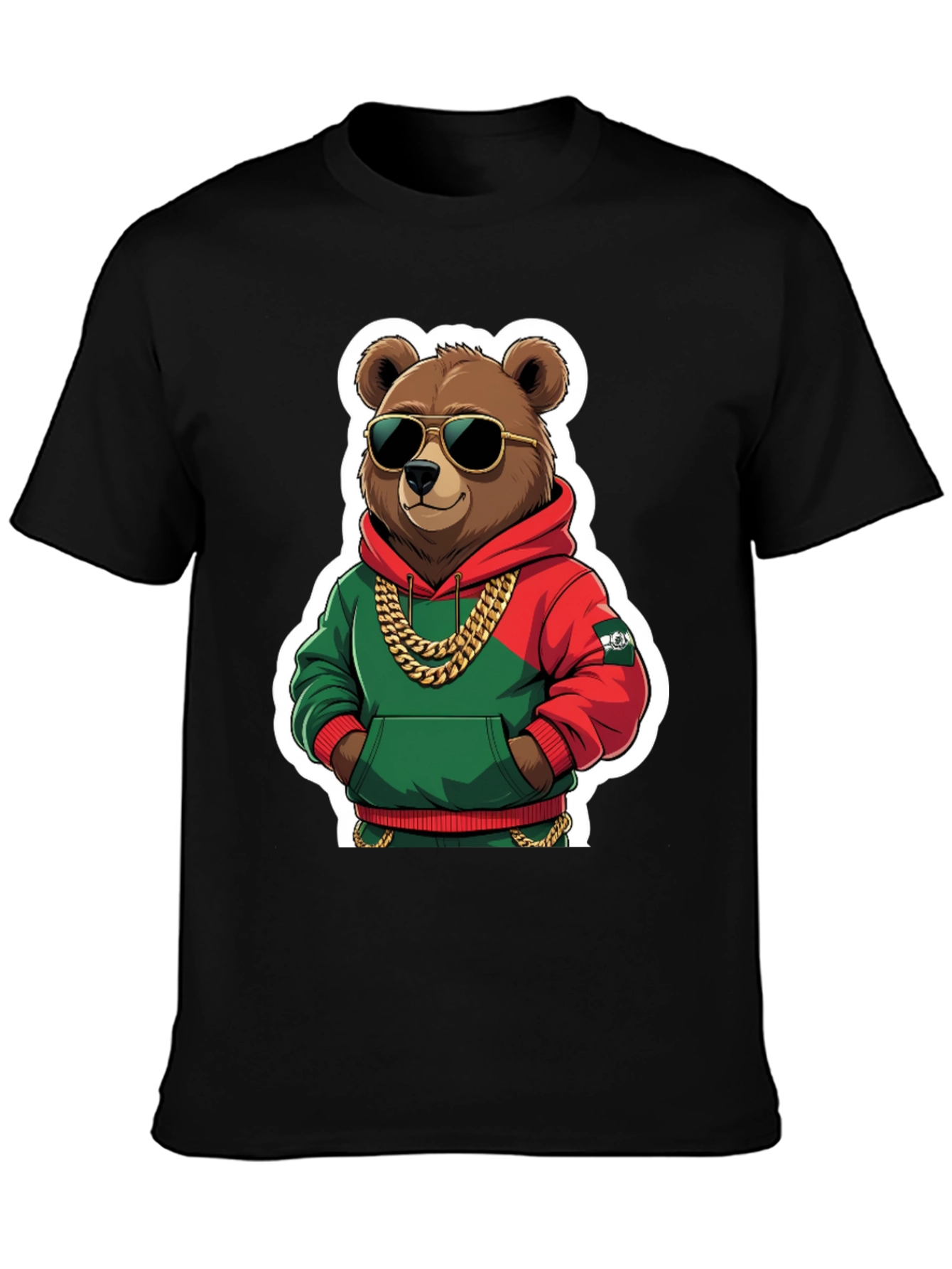 Black Cool Bear T-Shirt - Hip Hop Style view 3