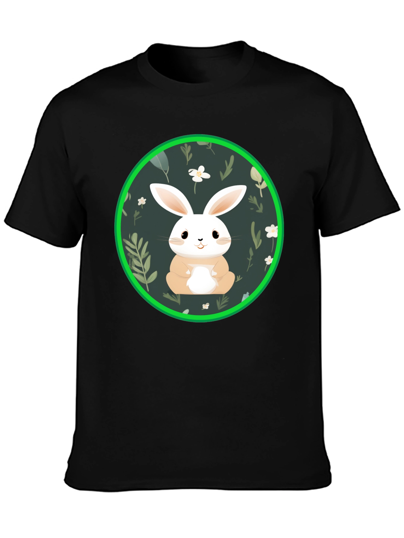 Black Cute Bunny Graphic Tee - Black view 3