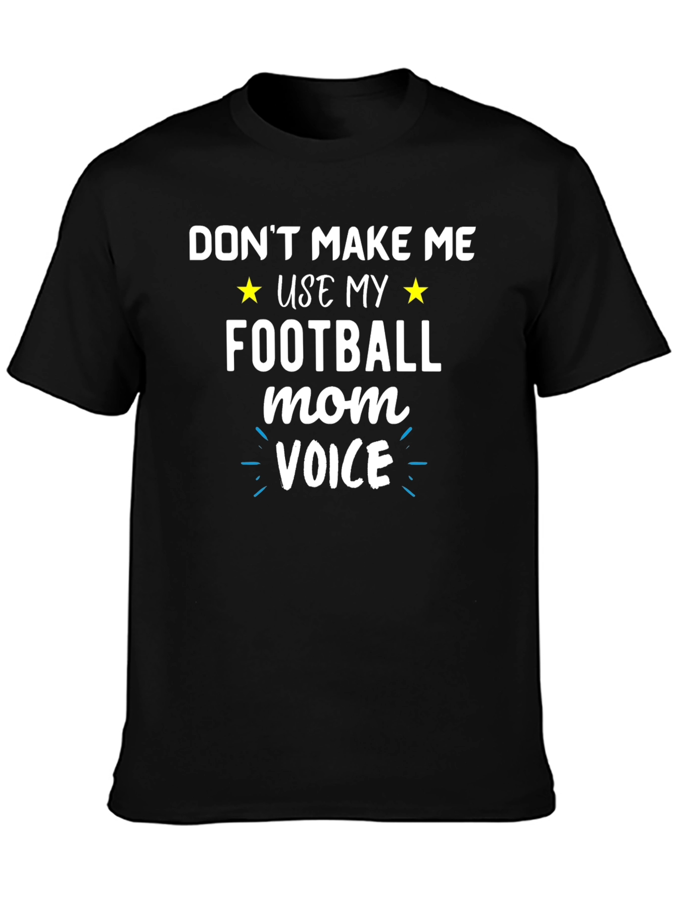 Black Funny Football Mom Voice Graphic T-Shirt view 3