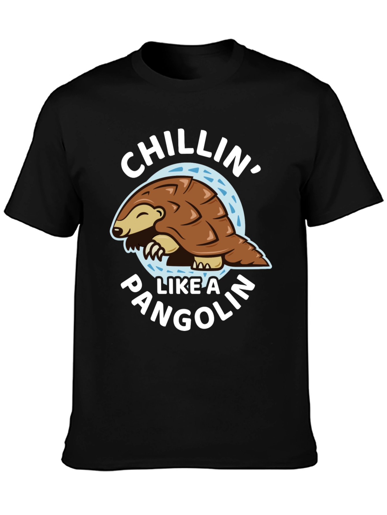Black Chillin' Like a Pangolin Black T-Shirt view 3