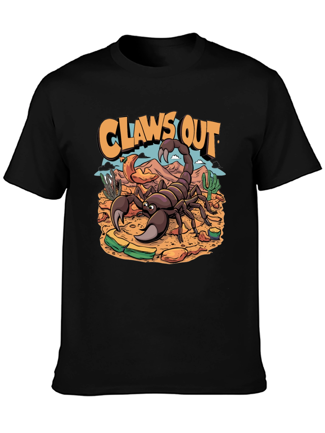 Black Claws Out Scorpion T-Shirt - Desert Design view 3