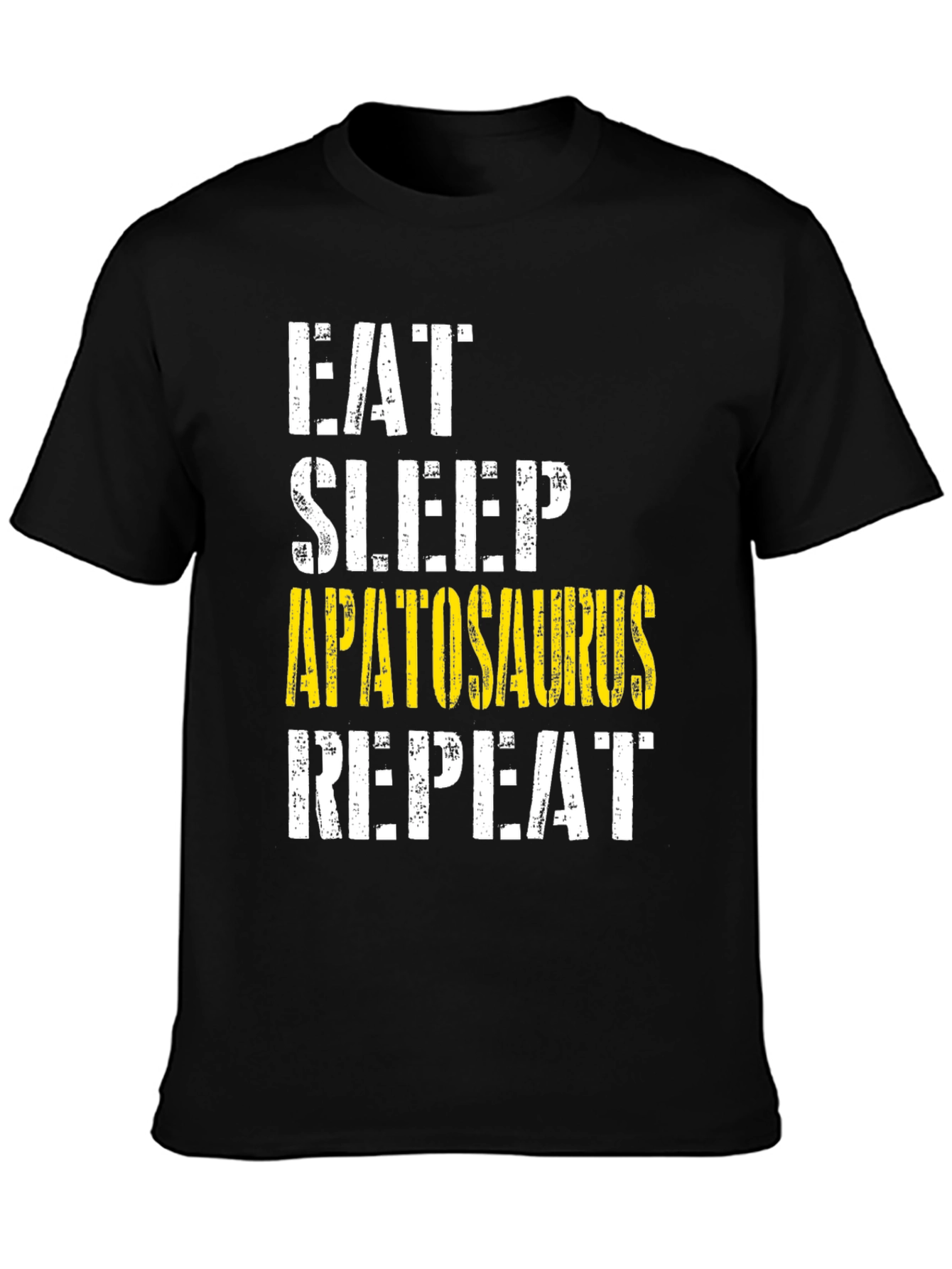 Black Eat Sleep Apatosaurus Repeat Graphic Tee view 3