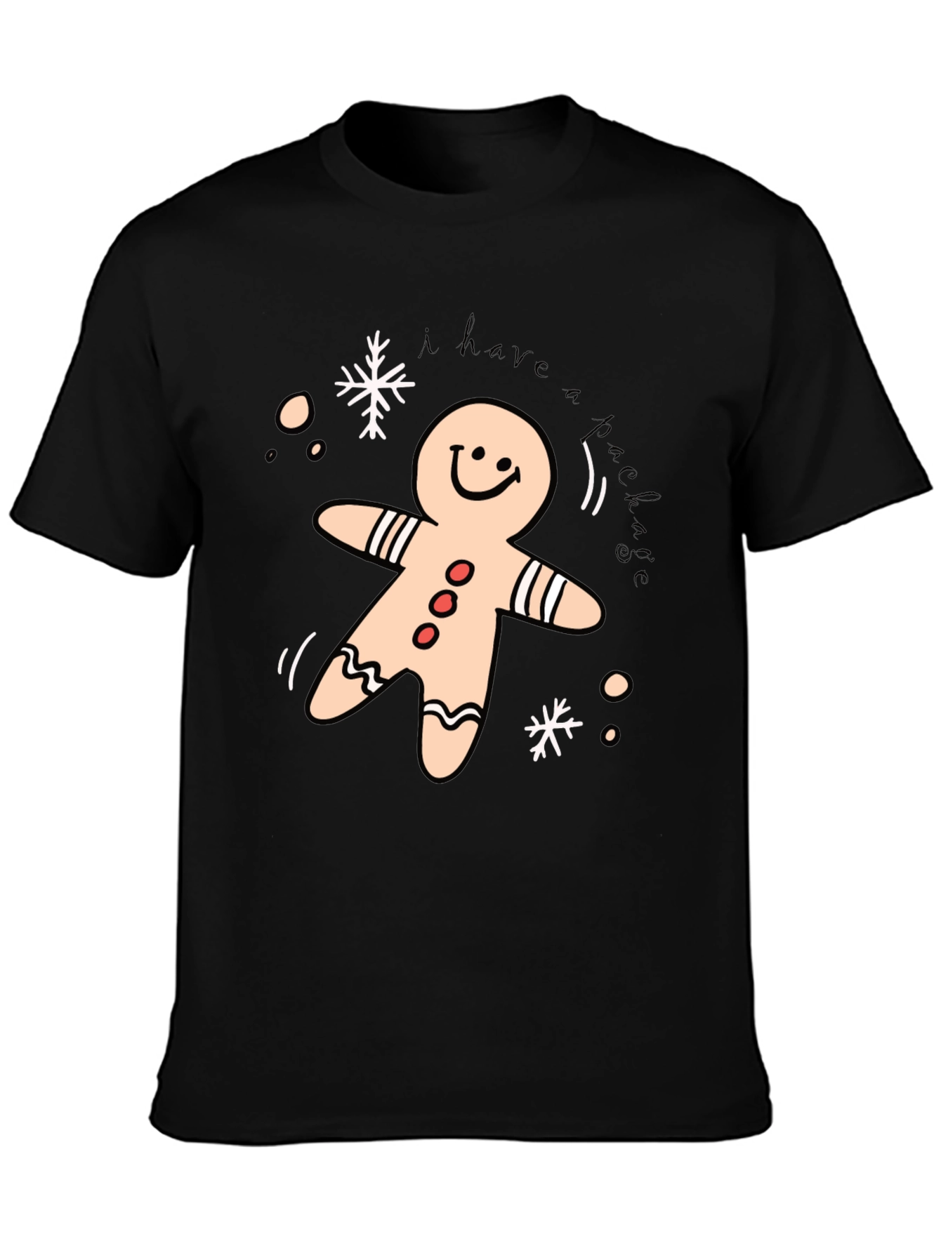 Black Festive Gingerbread T-Shirt view 3