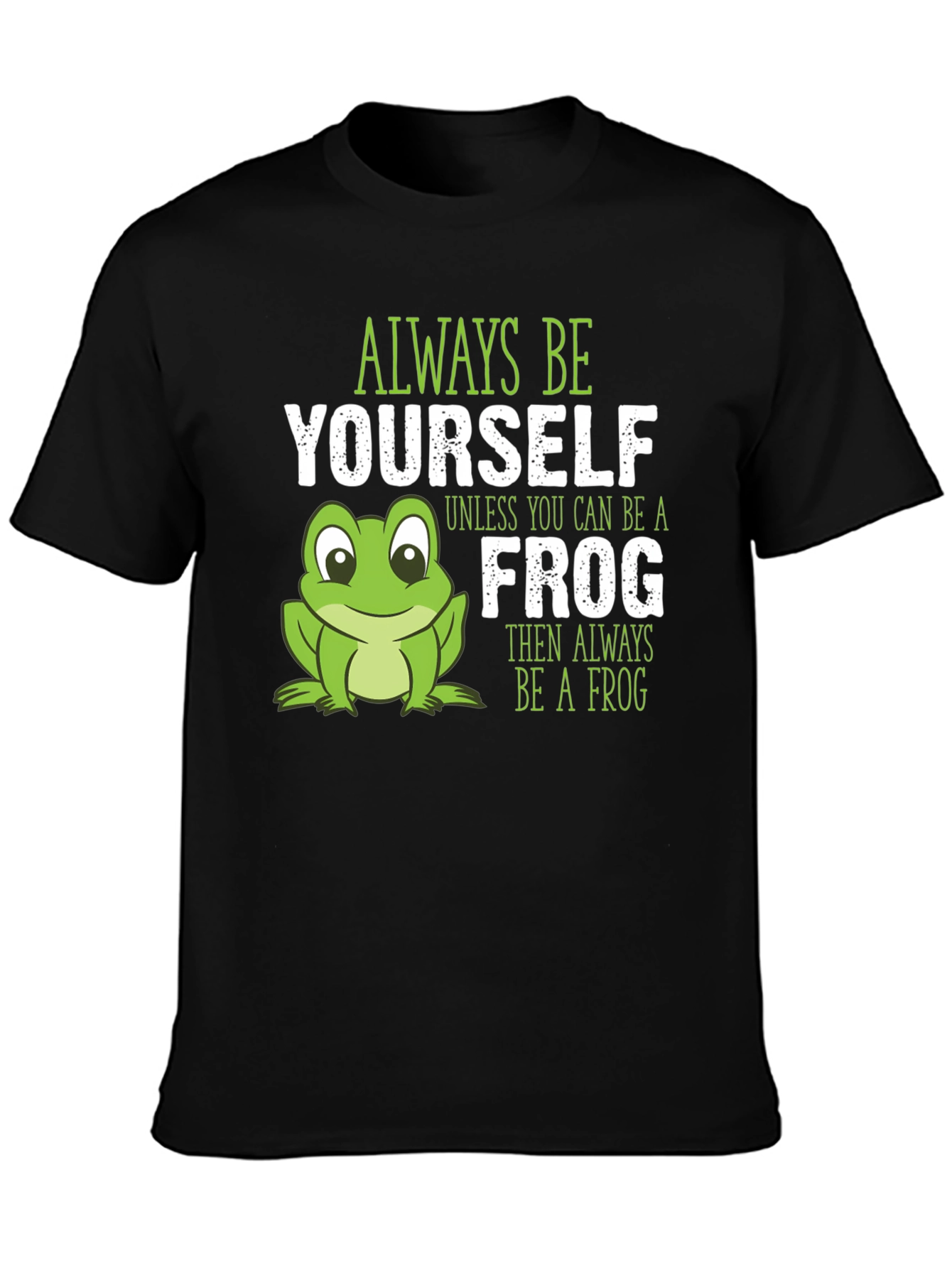 Black Funny Frog Graphic Tee: Always Be Yourself T-Shirt view 3