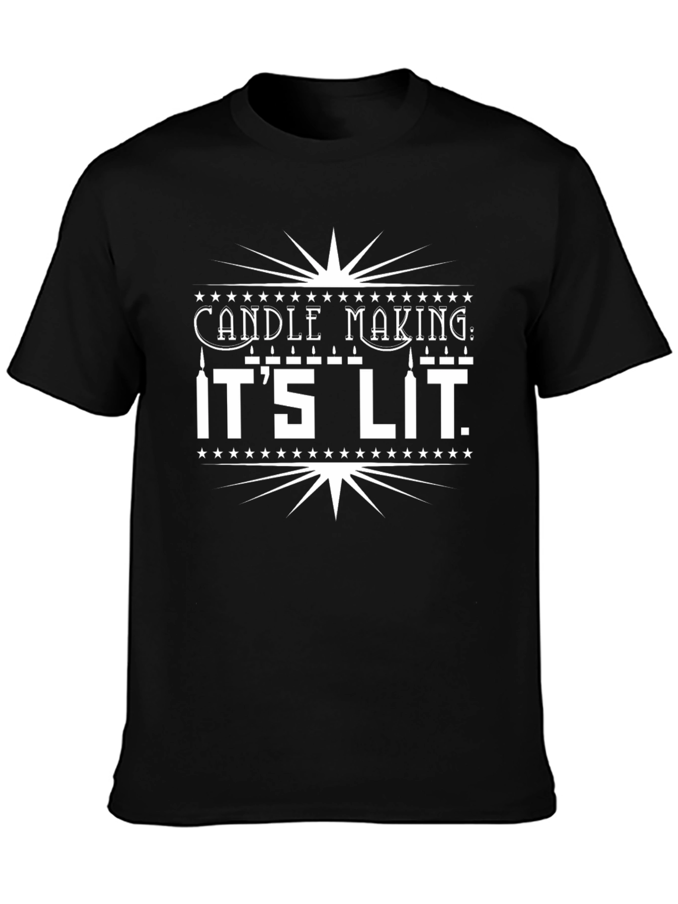 Black Candle Making It's Lit T-Shirt - Black Crew Neck Tee view 3