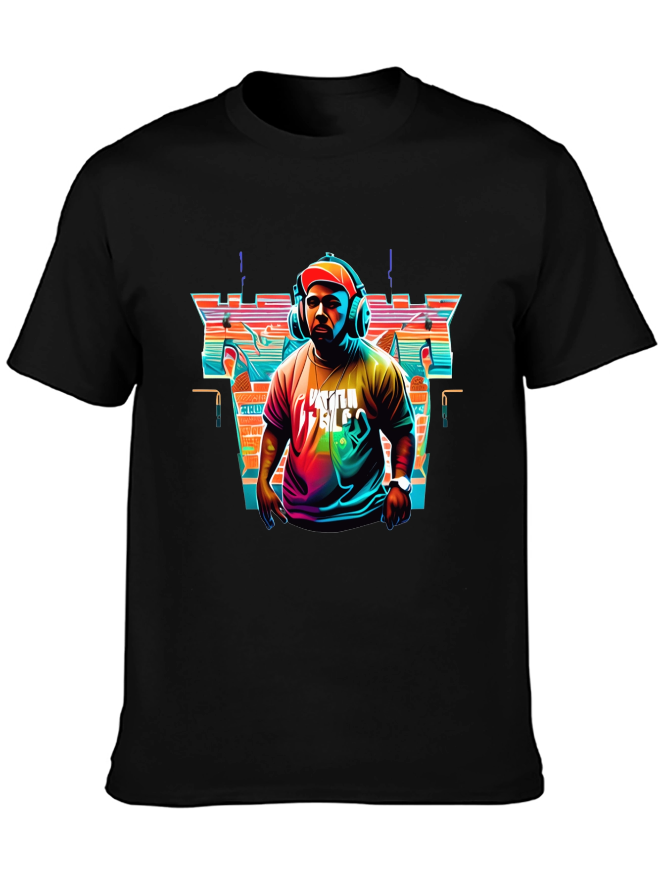 Black Retro DJ Graphic Tee - Stylish Music Lover T-Shirt view 3