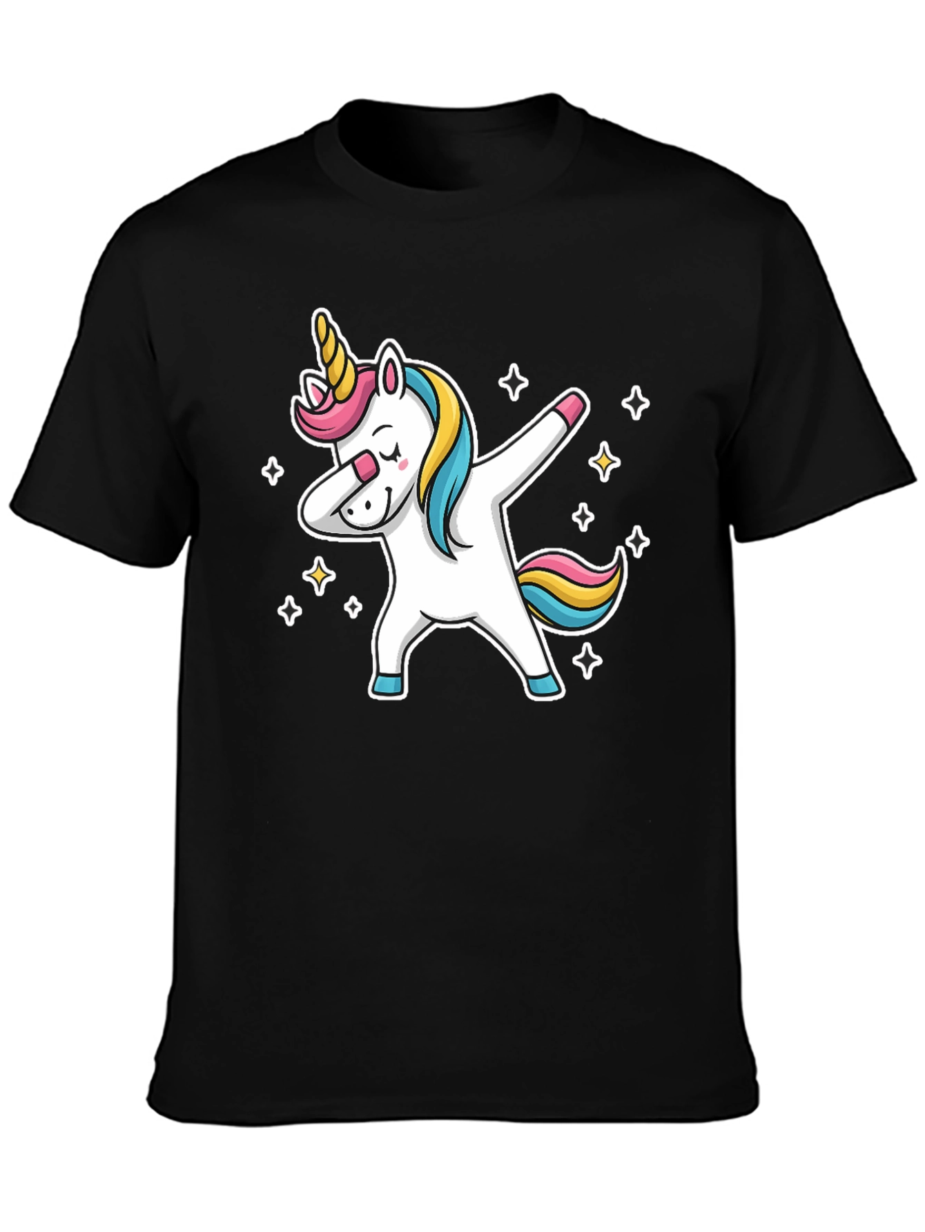 Black Dabbing Unicorn Graphic Tee - Black view 3