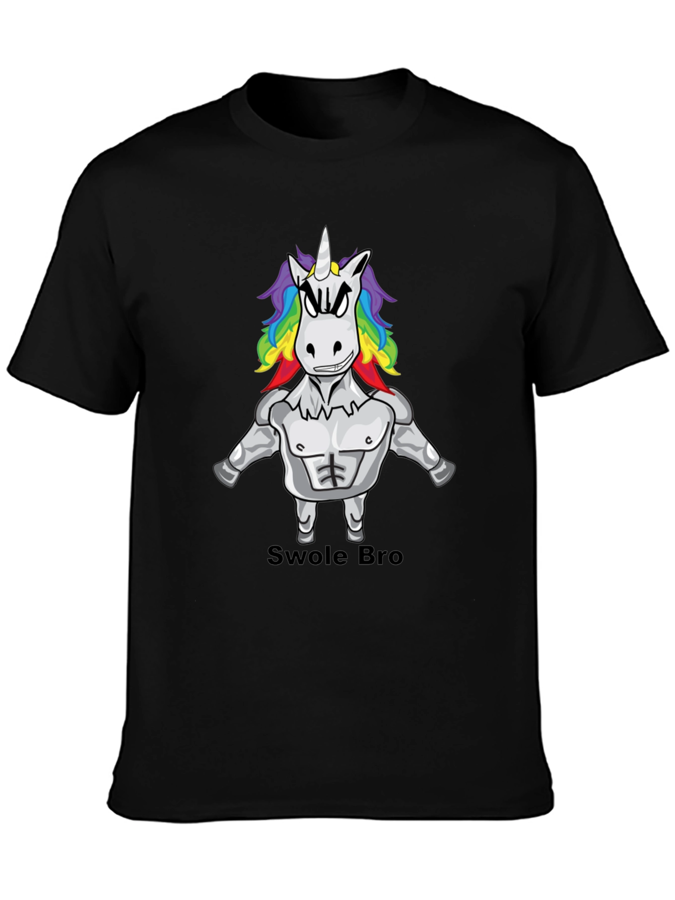 Black Swole Bro Unicorn Graphic Tee - Black view 3