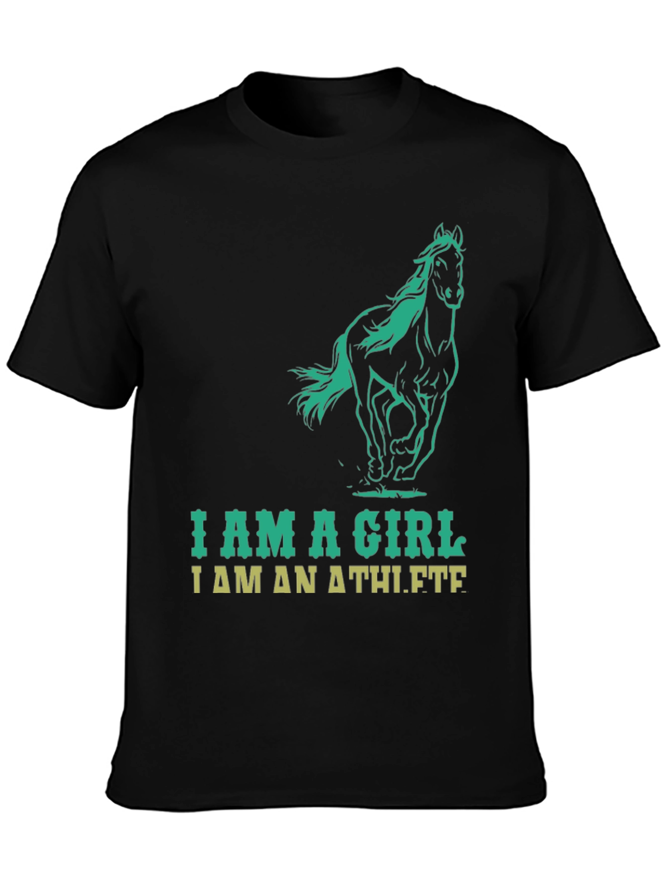 Black I Am A Girl I Am An Athlete T-Shirt view 3