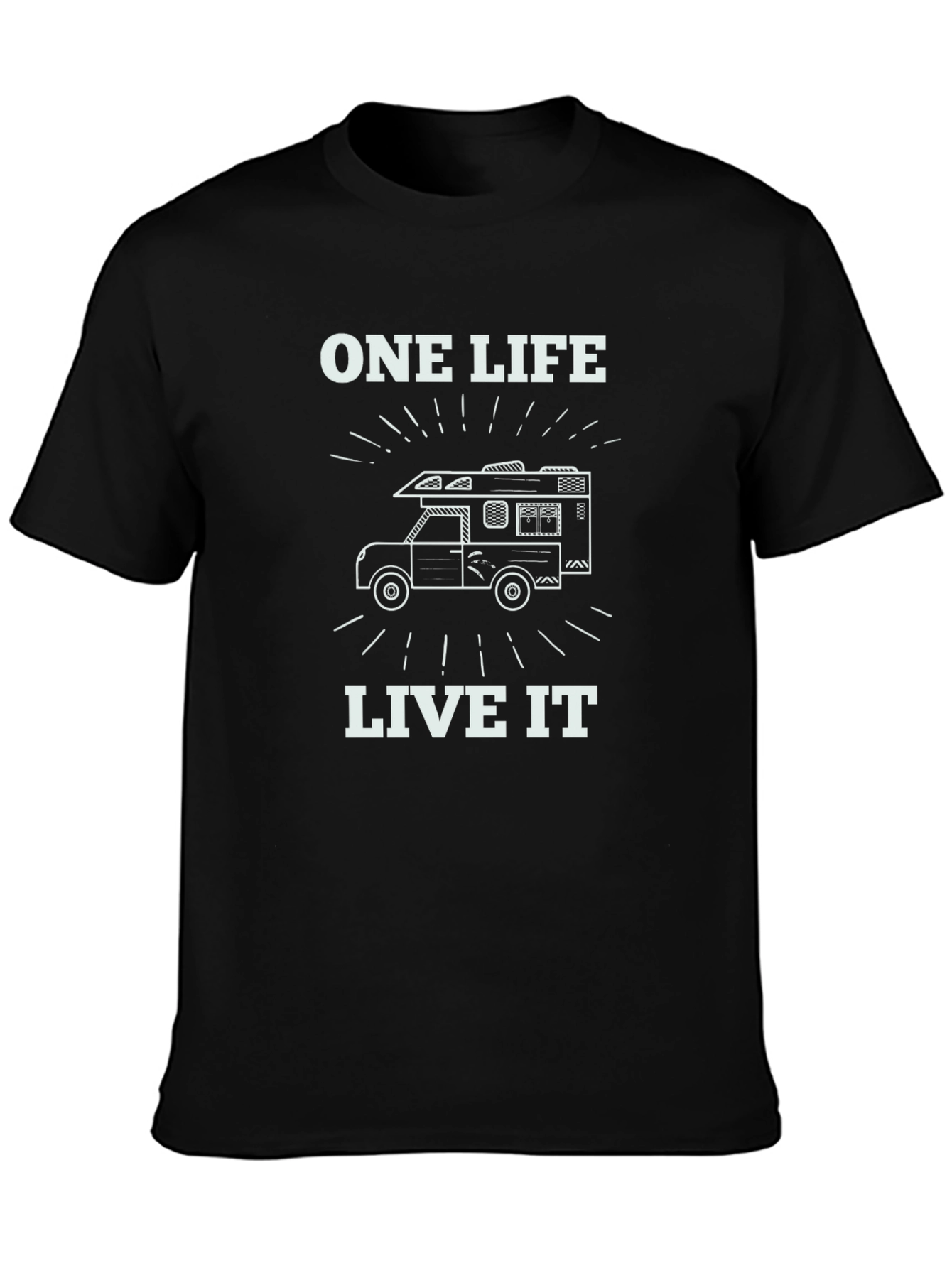 Black One Life Live It Camping RV T-Shirt view 3