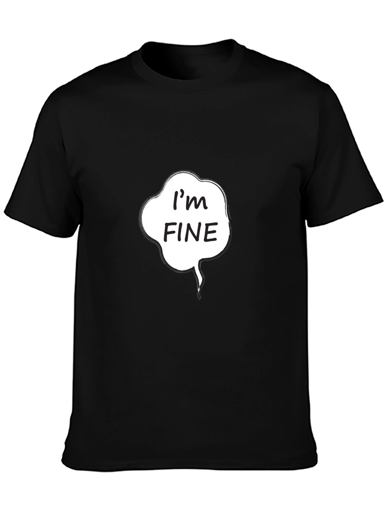 Black I'm Fine Graphic Tee - Black Cotton Casual Shirt view 3