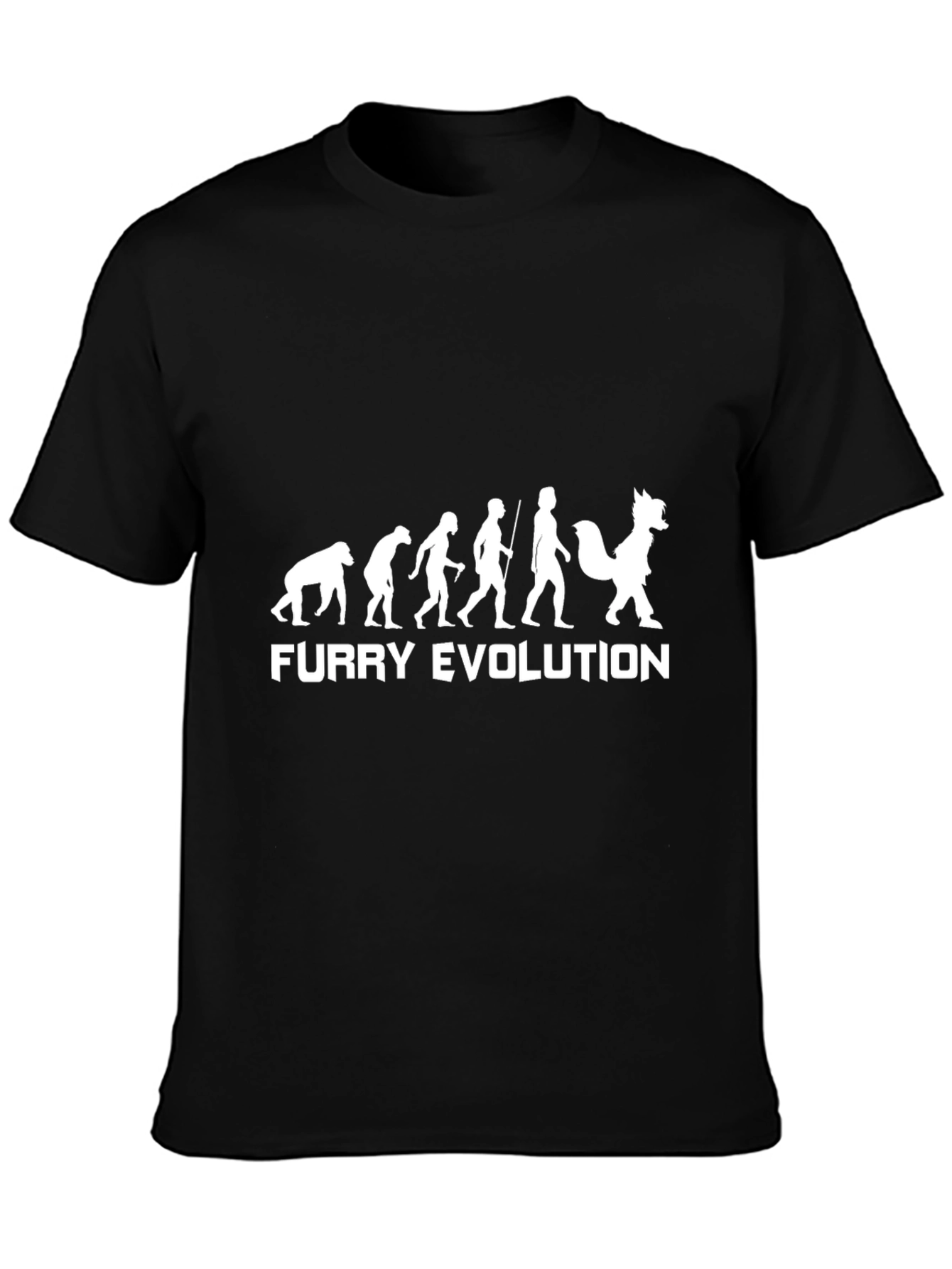 Black Furry Evolution Graphic Tee - Black Cotton T-Shirt view 3