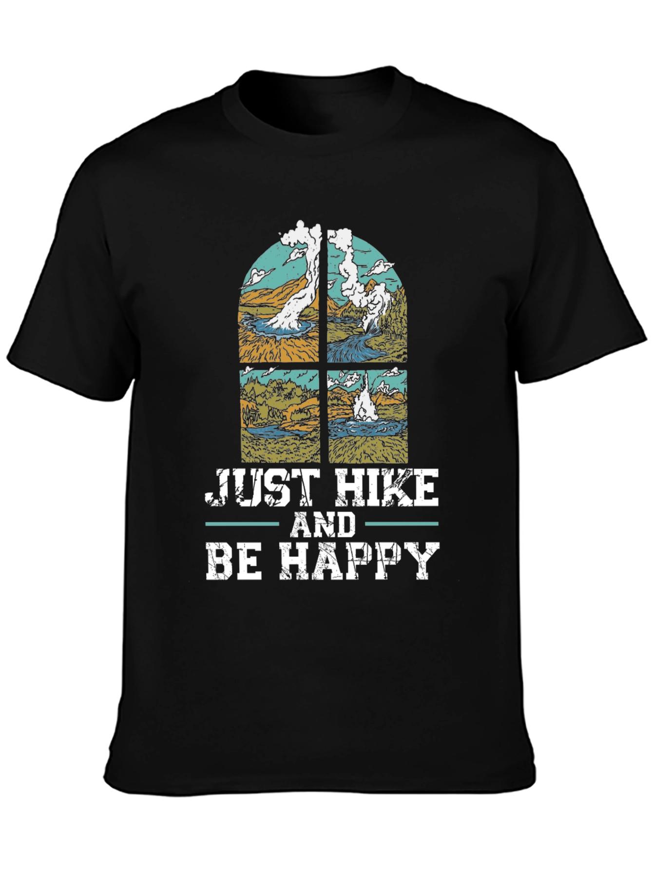 Black Just Hike & Be Happy T-Shirt - Nature Lover's Tee view 3