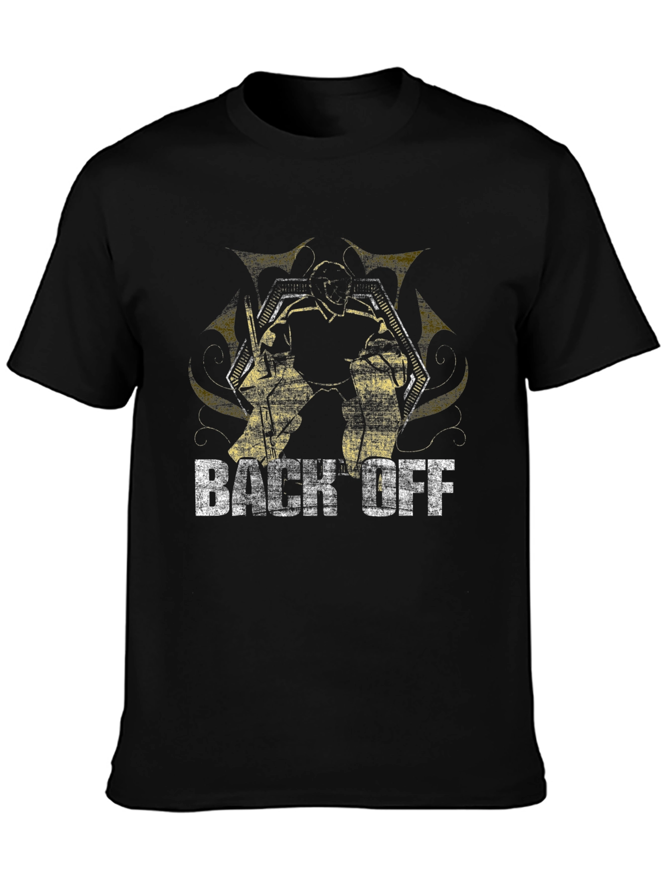 Black Back Off Robot Graphic Tee - Black Crew Neck T-Shirt view 3