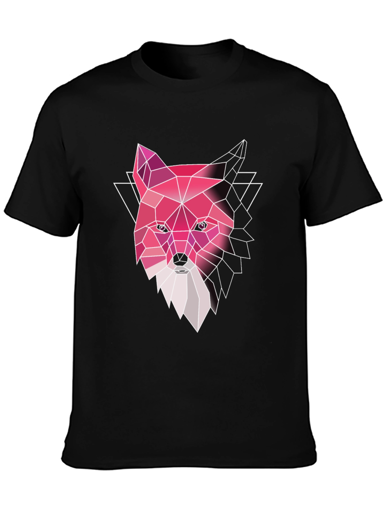Black Geometric Fox Graphic Tee - Stylish Men's Black T-Shirt view 3