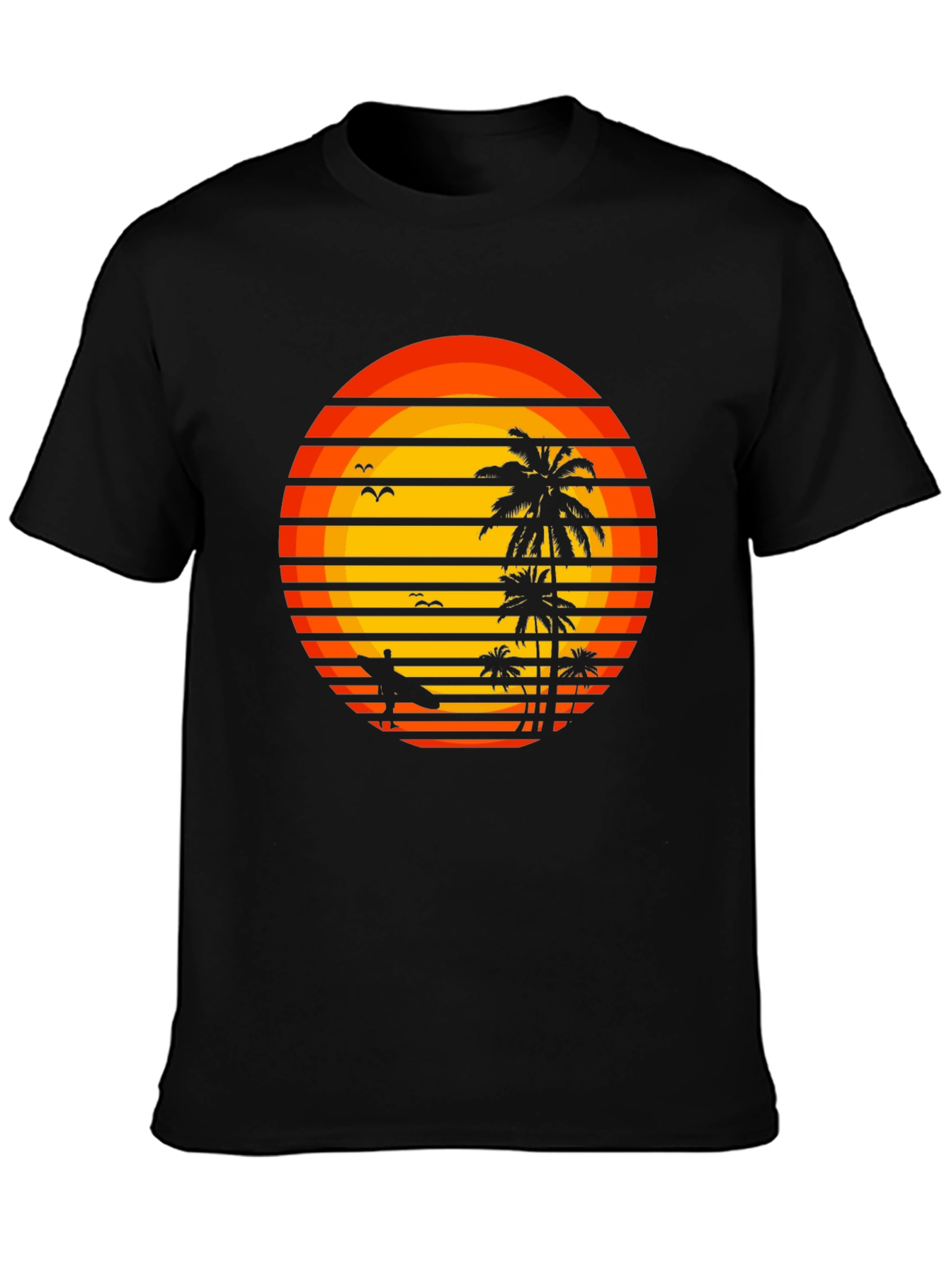 Black Retro Sunset Surfer T-Shirt view 3