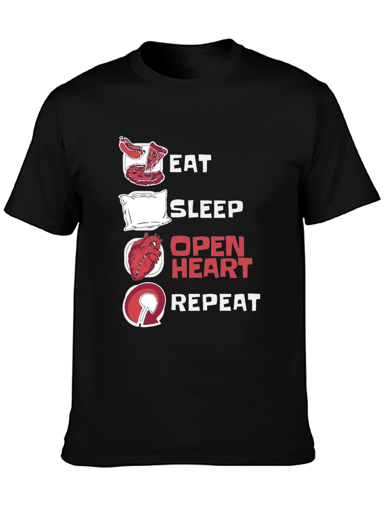 Black Eat Sleep Open Heart Repeat Graphic T-Shirt view 3