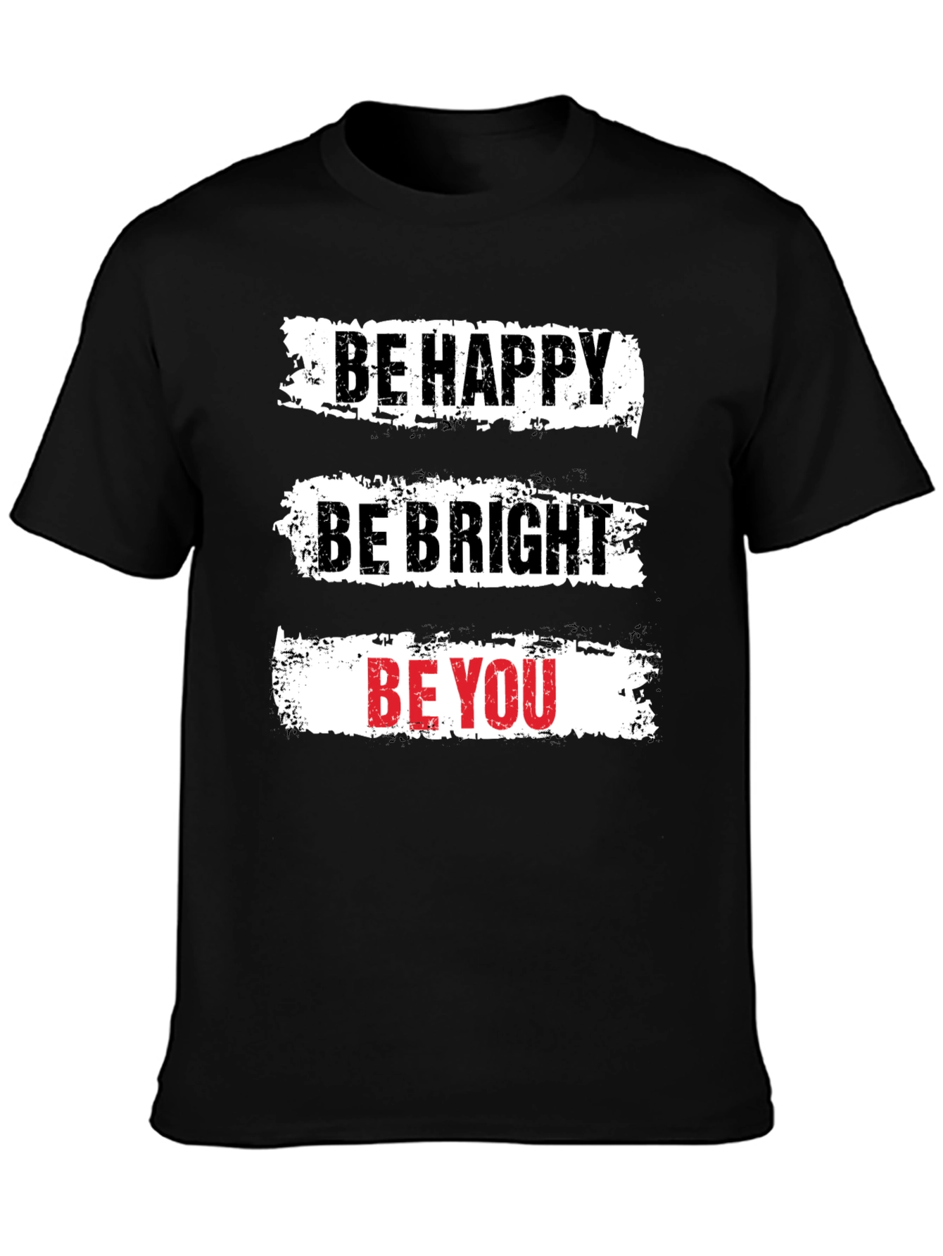 Black Be Happy T-Shirt - Motivational Graphic Tee view 3