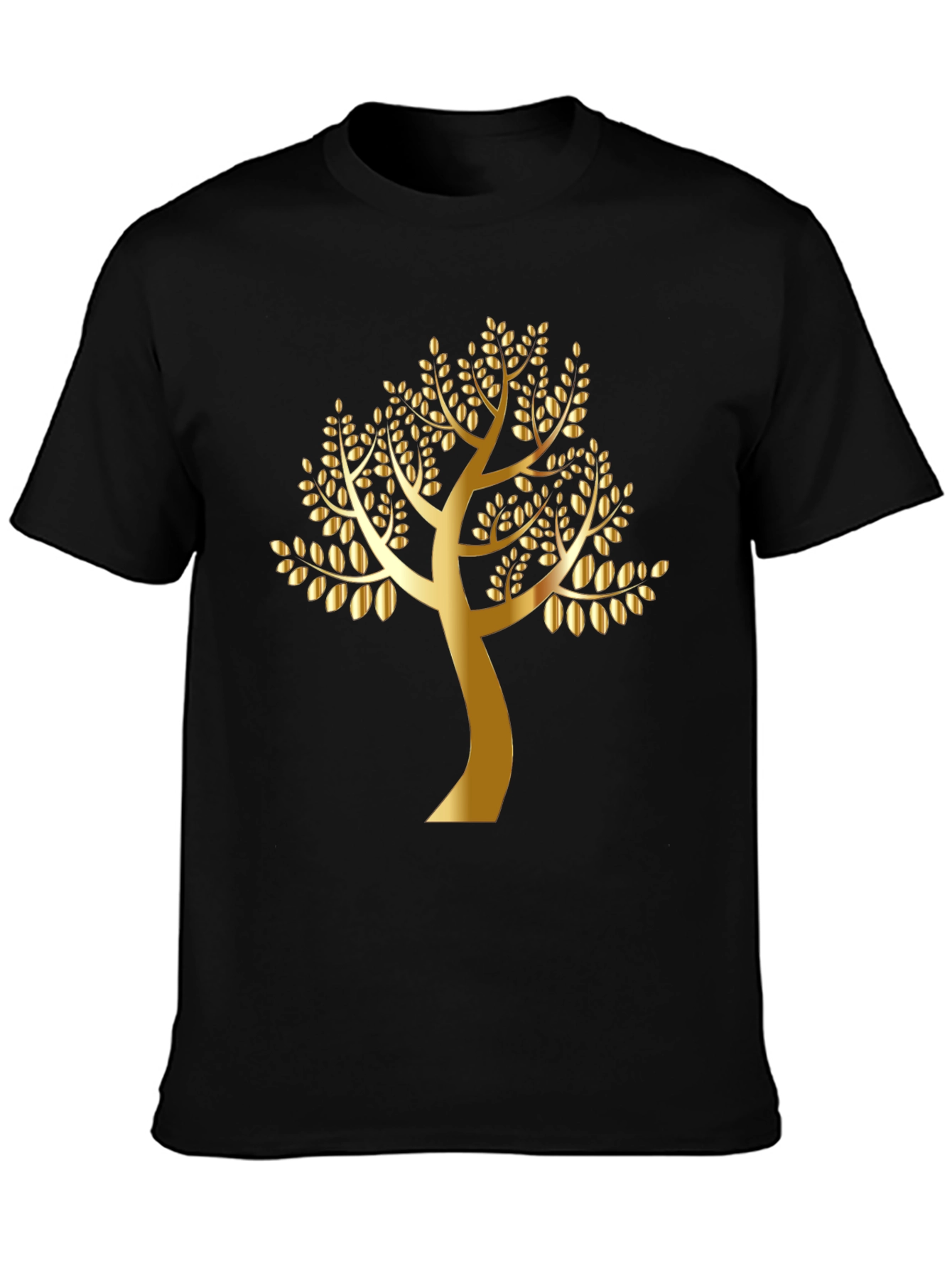 Black Golden Tree Graphic Black T-Shirt view 3