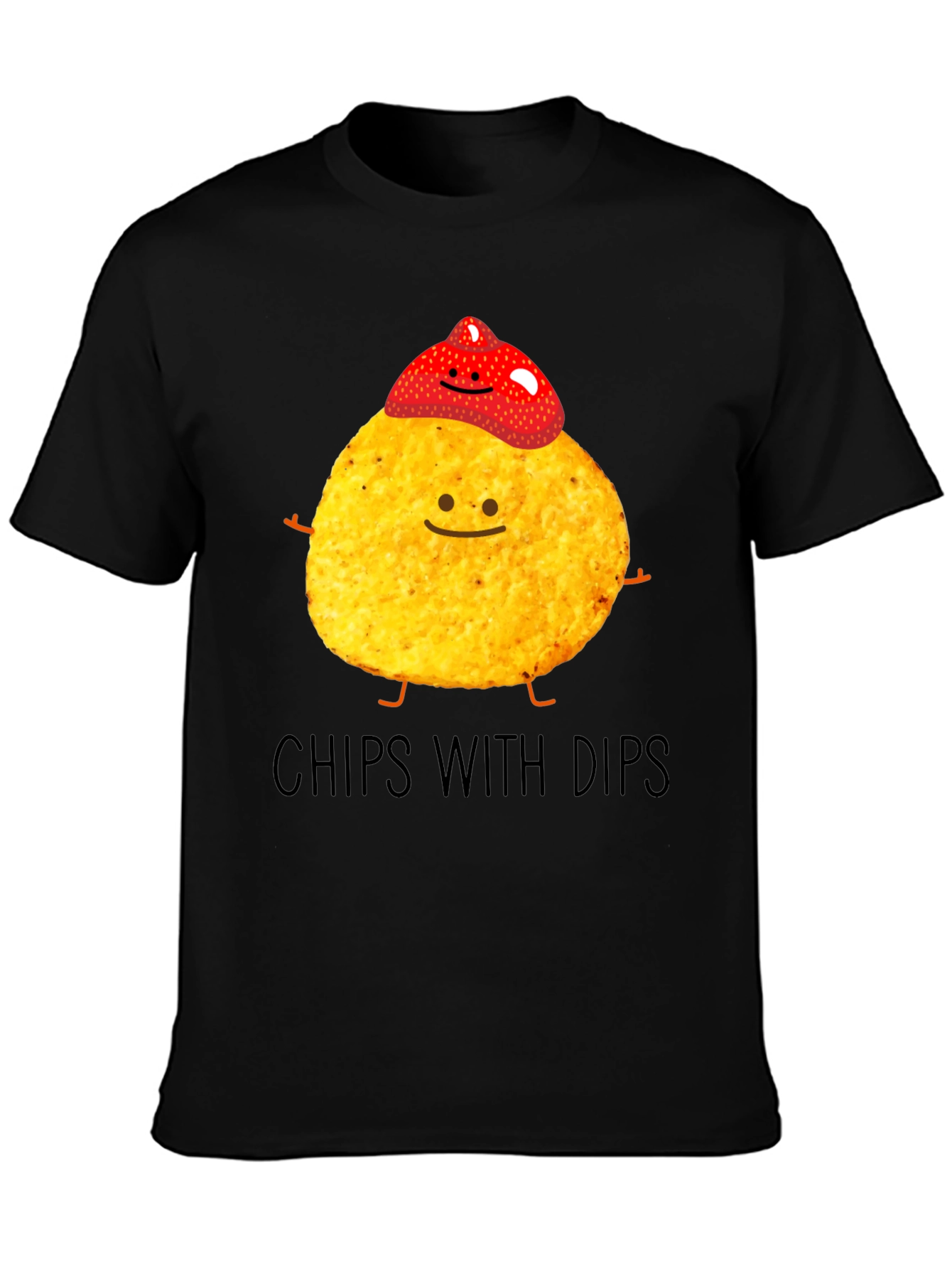 Black Chips With Dips Graphic T-Shirt - Snack Lover Tee view 3