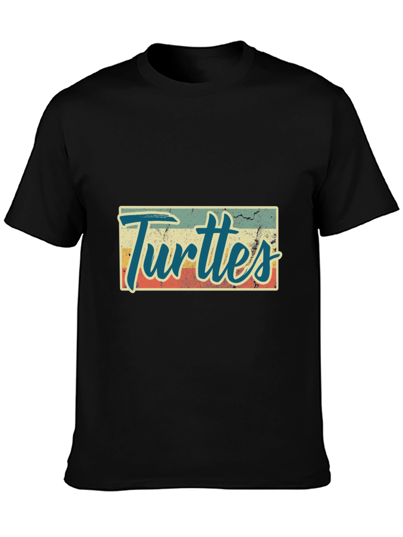 Black Retro Turtles Graphic Tee - Black Crew Neck view 3