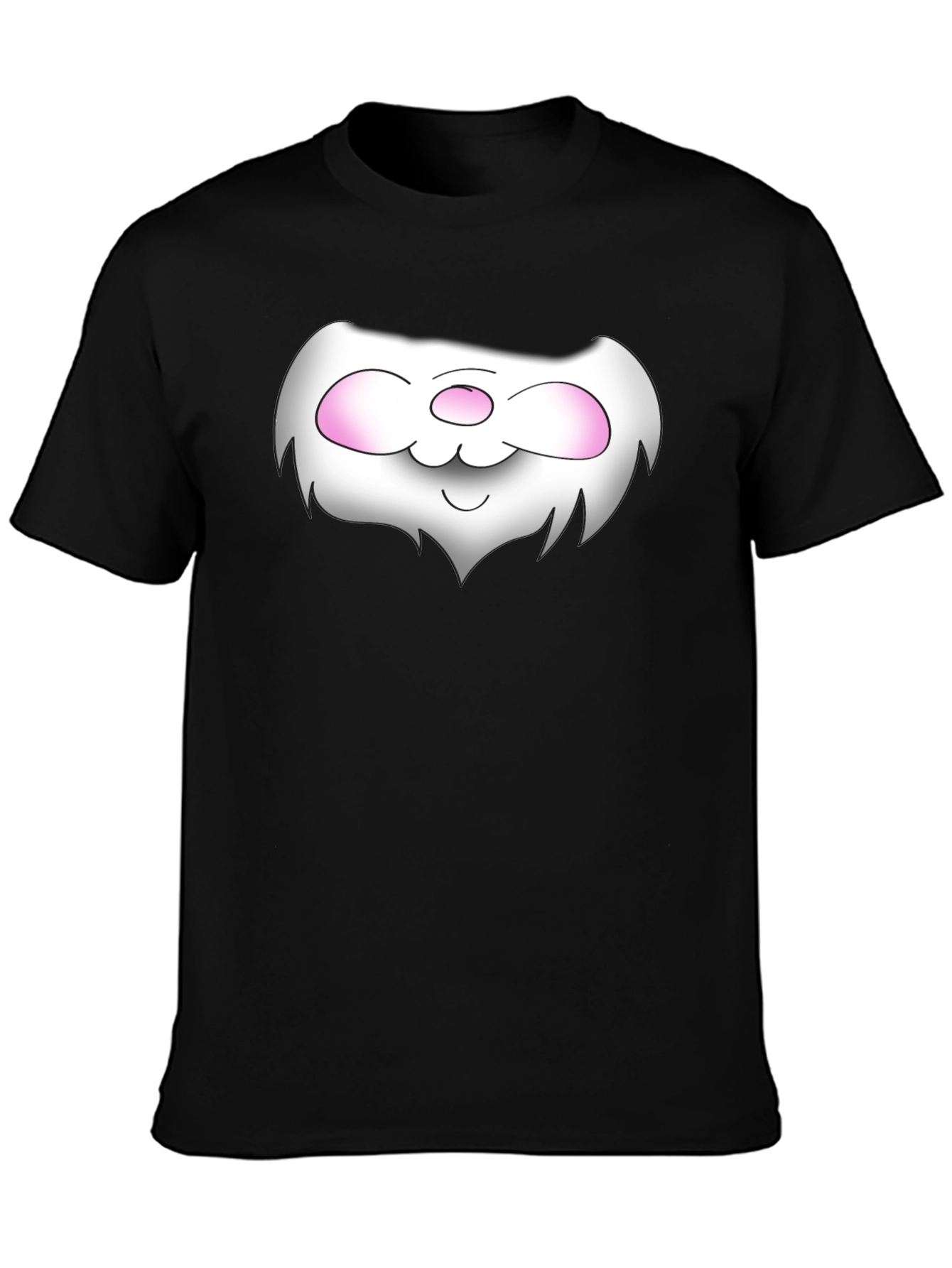 Black Cute Cartoon Face Black T-Shirt view 3