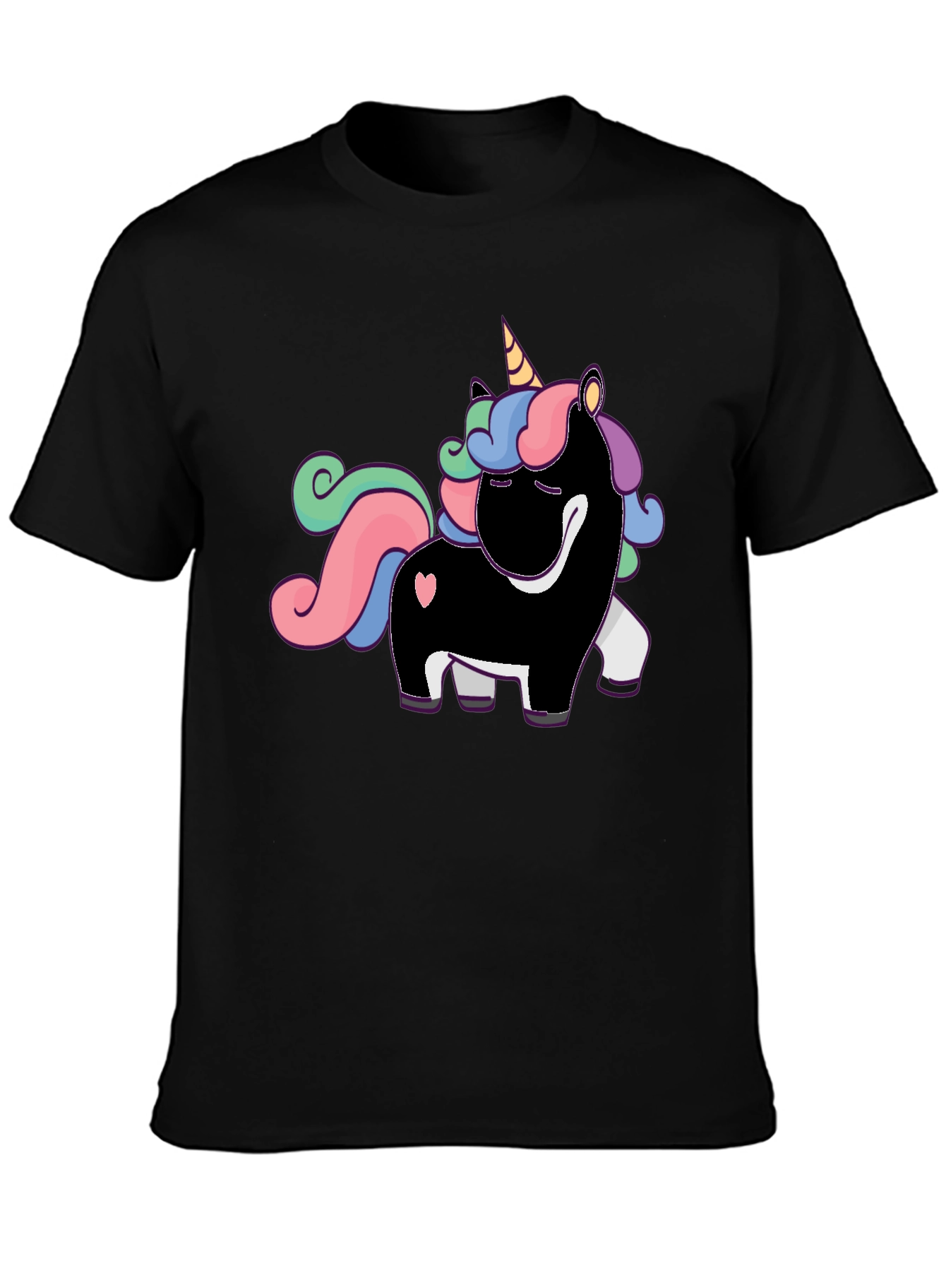 Black Unicorn Graphic Print T-Shirt - Black view 3