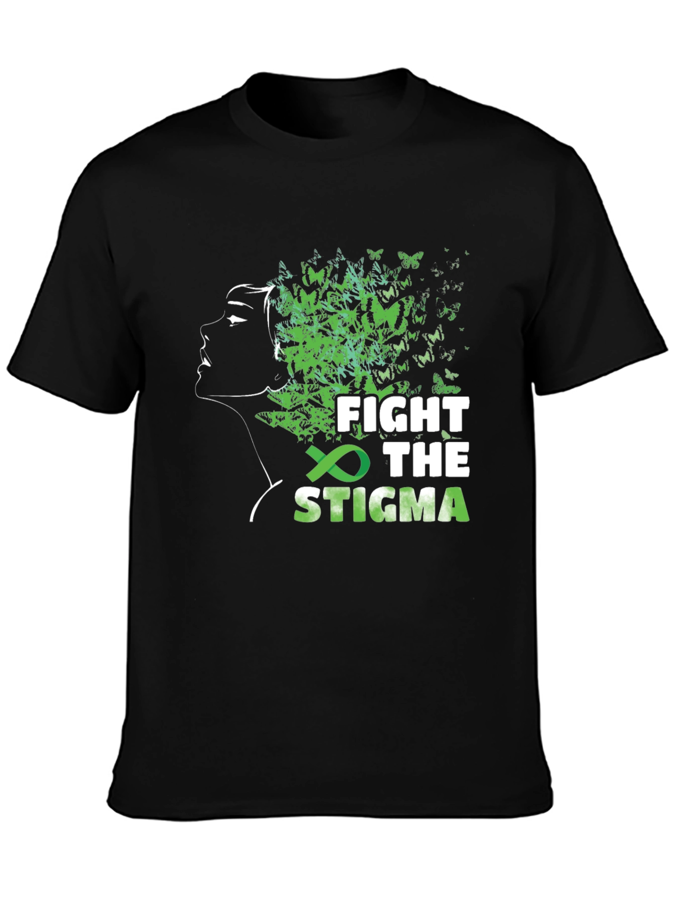Black Fight The Stigma Mental Health Awareness T-Shirt view 3