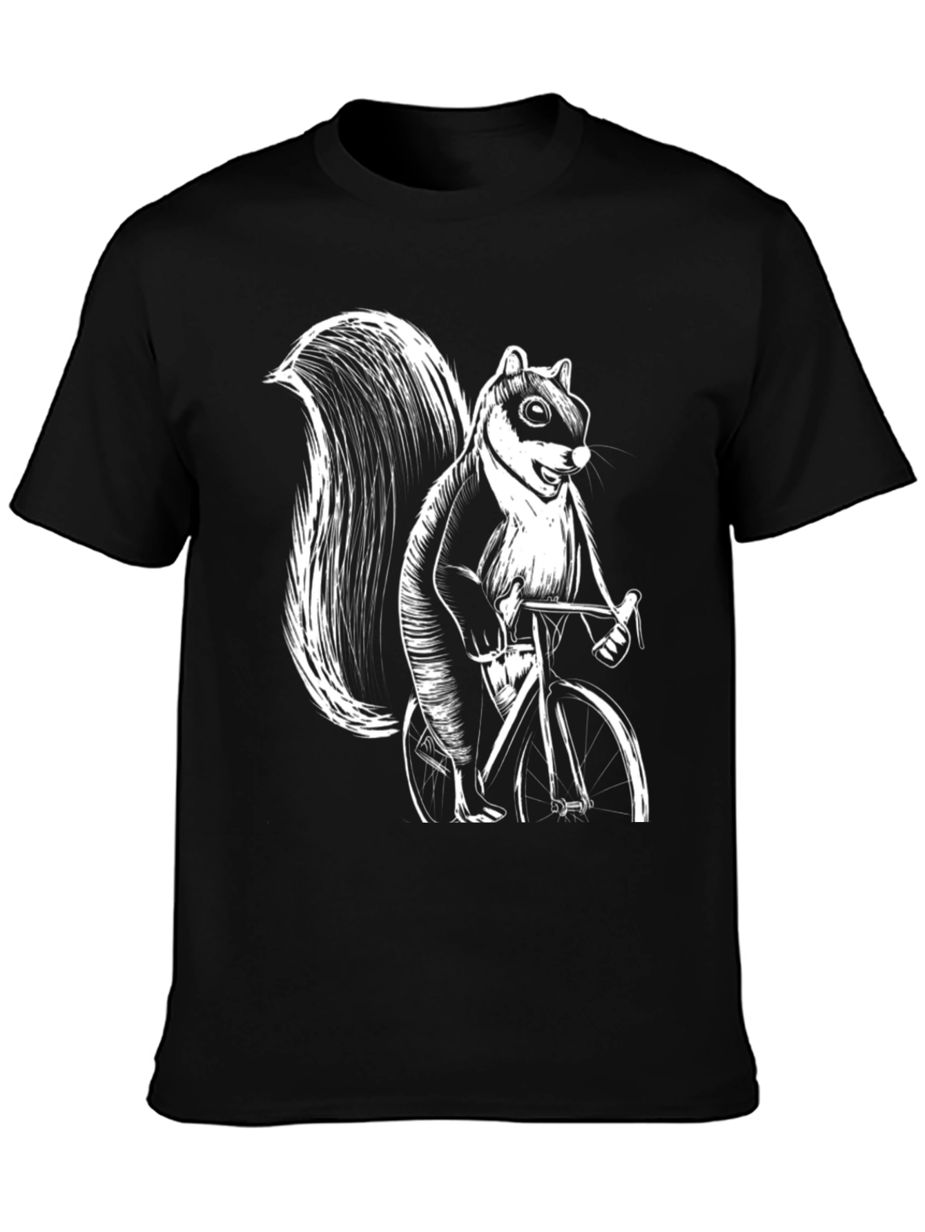 Black Squirrel on Bike Graphic Tee - Black view 3