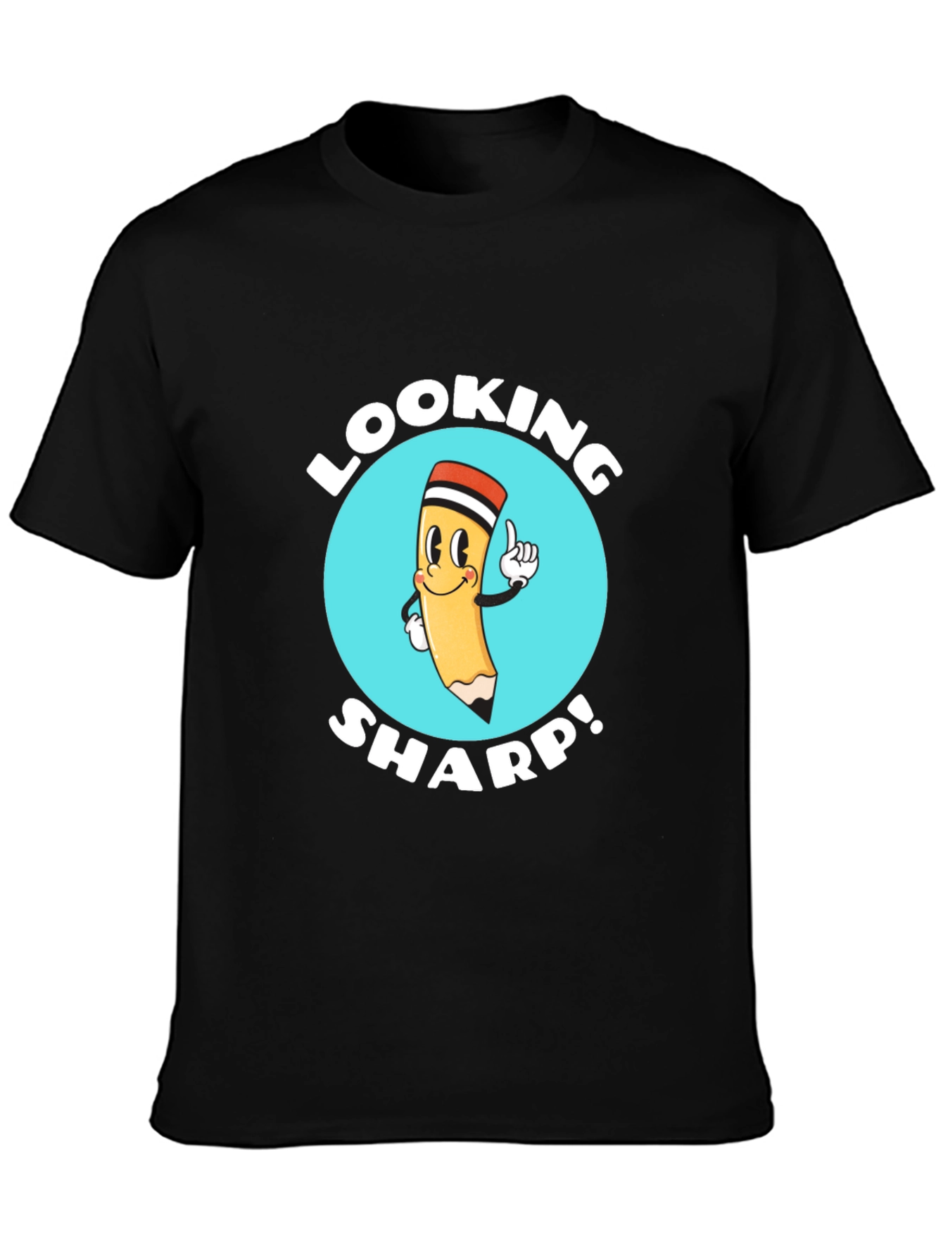 Black Looking Sharp T-Shirt - Funny Cartoon Pencil view 3