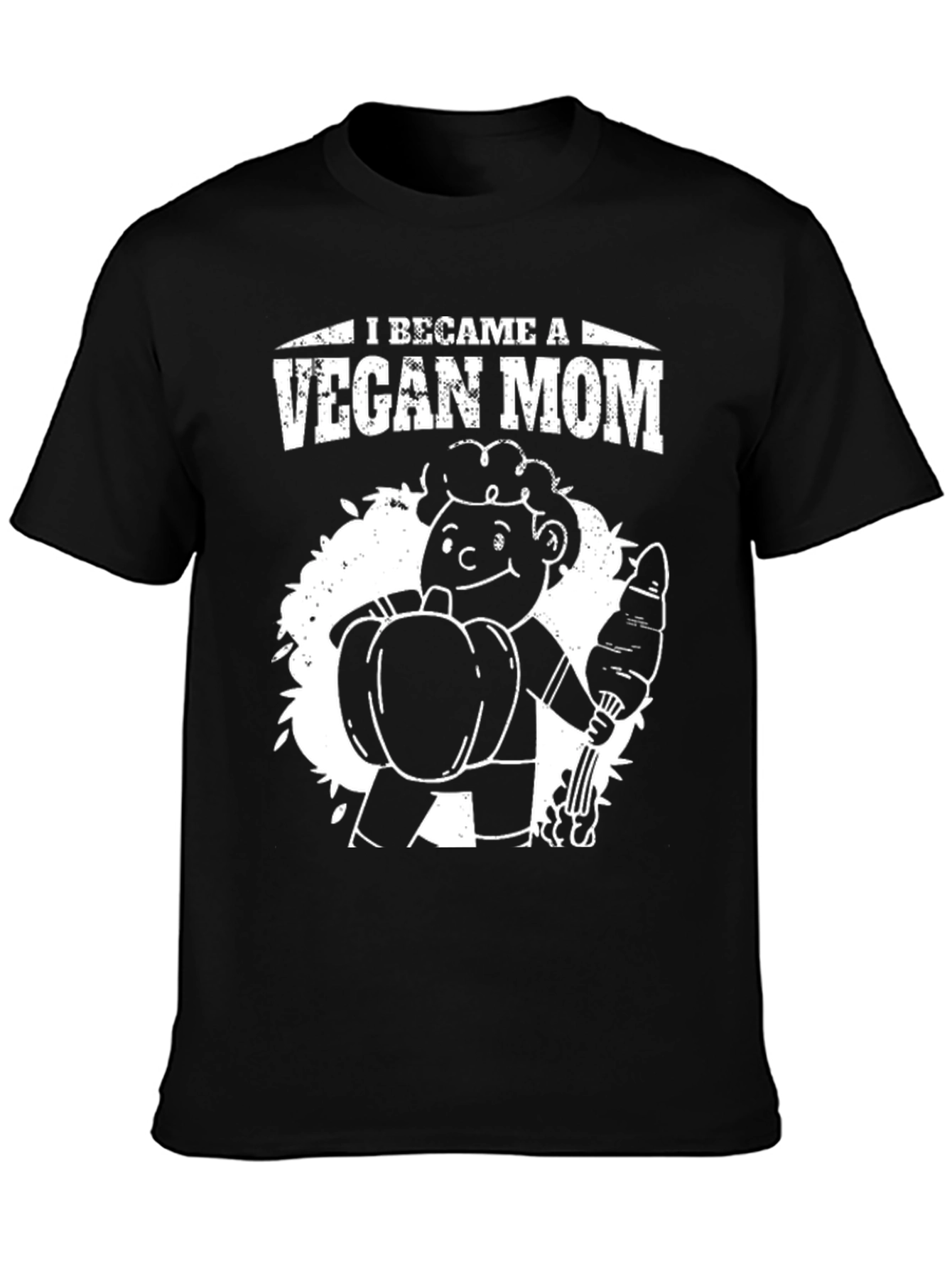 Black Vegan Mom T-Shirt - Unisex Black Graphic Tee view 3