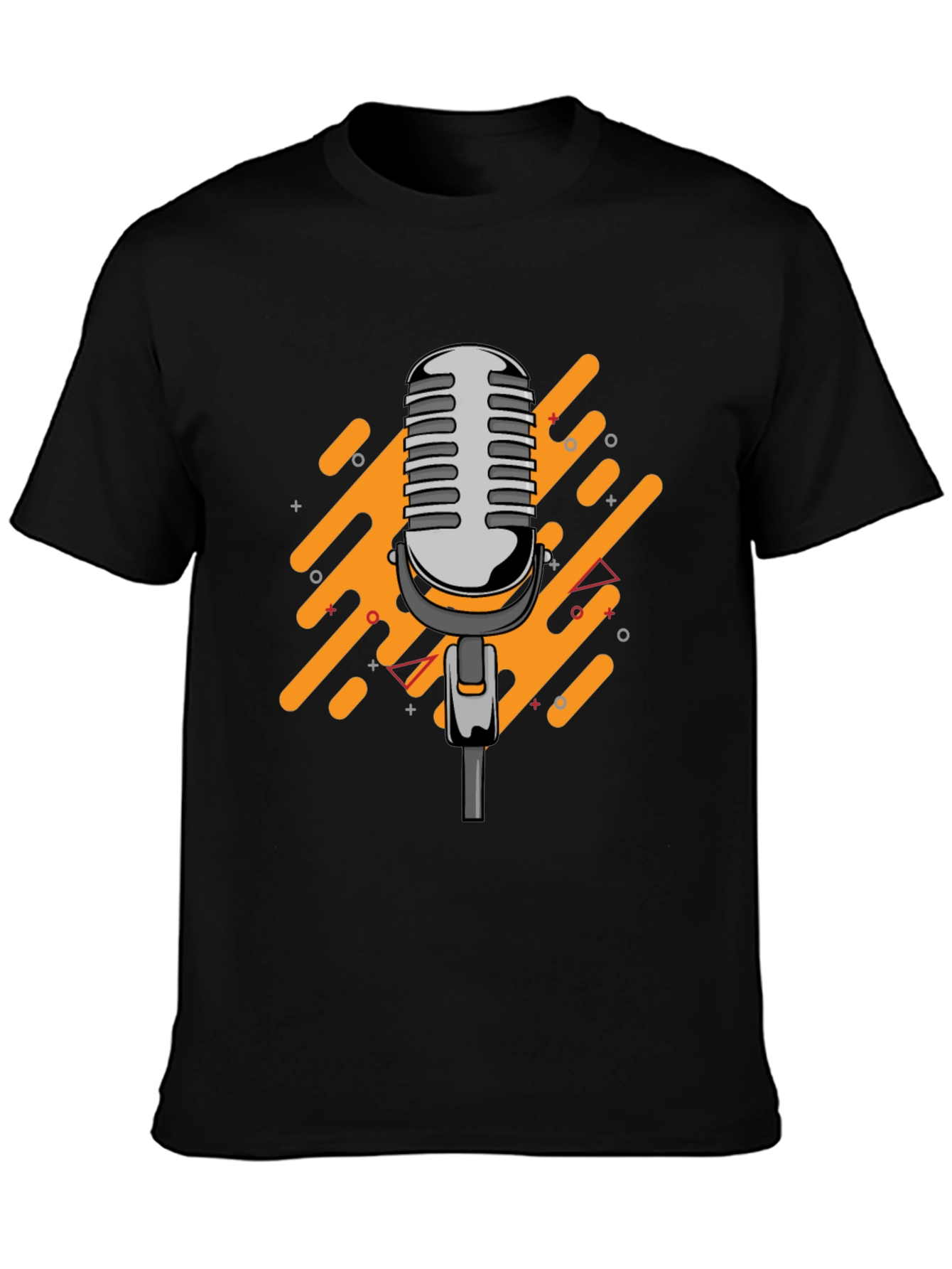 Black Retro Microphone Graphic Black T-Shirt view 3