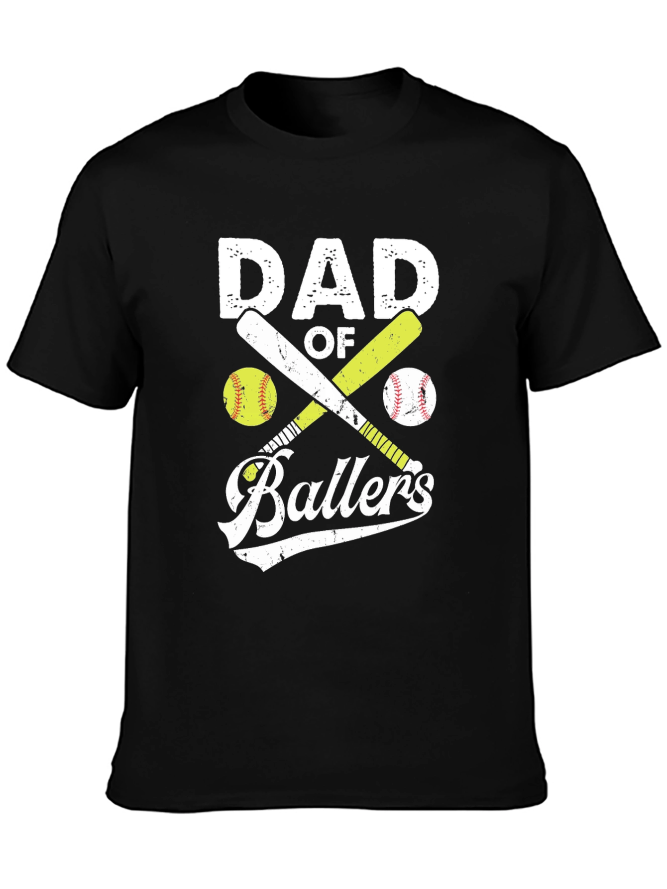 Black Dad of Ballers Graphic T-Shirt Baseball Softball Tee view 3