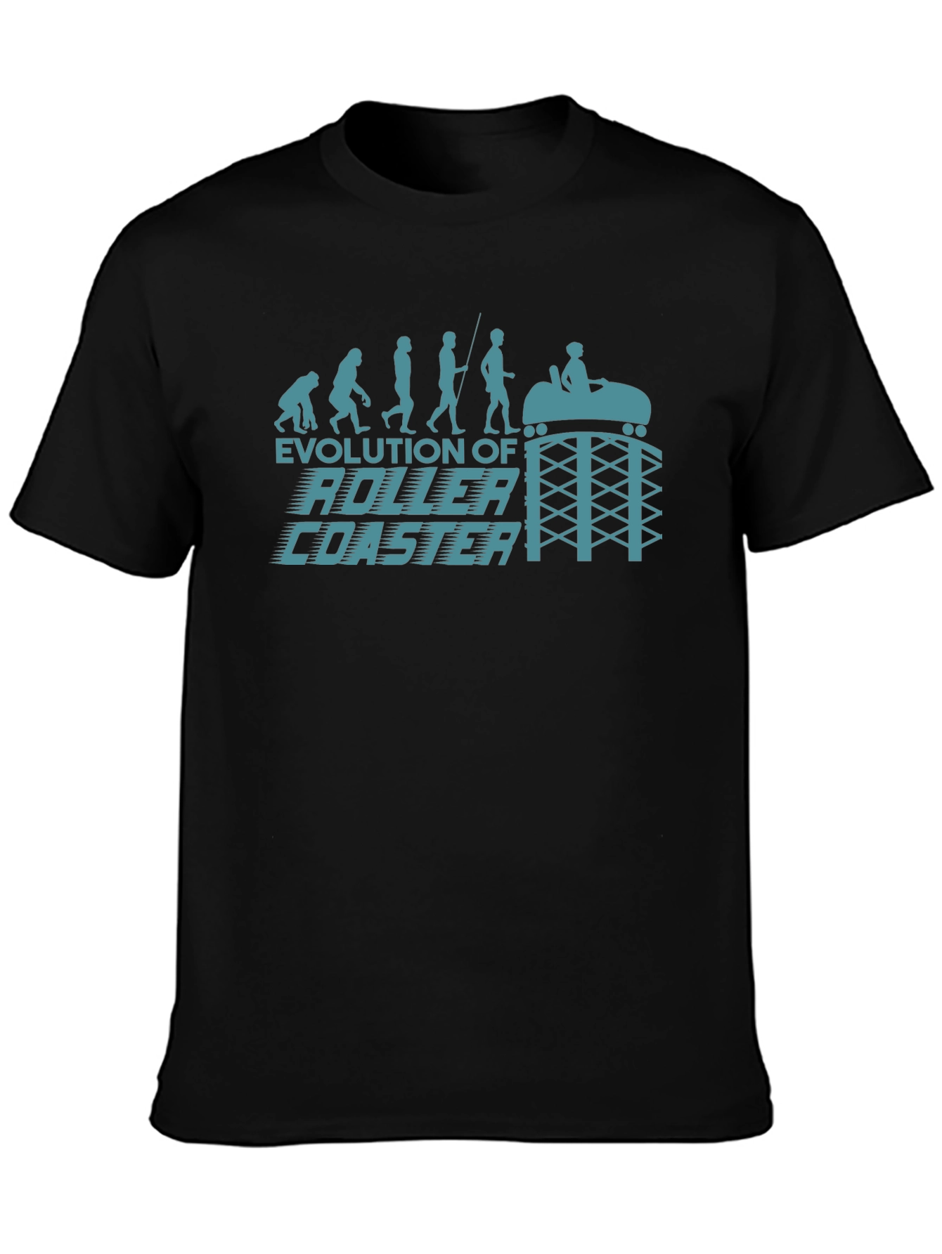 Black Evolution of Roller Coaster Graphic Tee - Black view 3