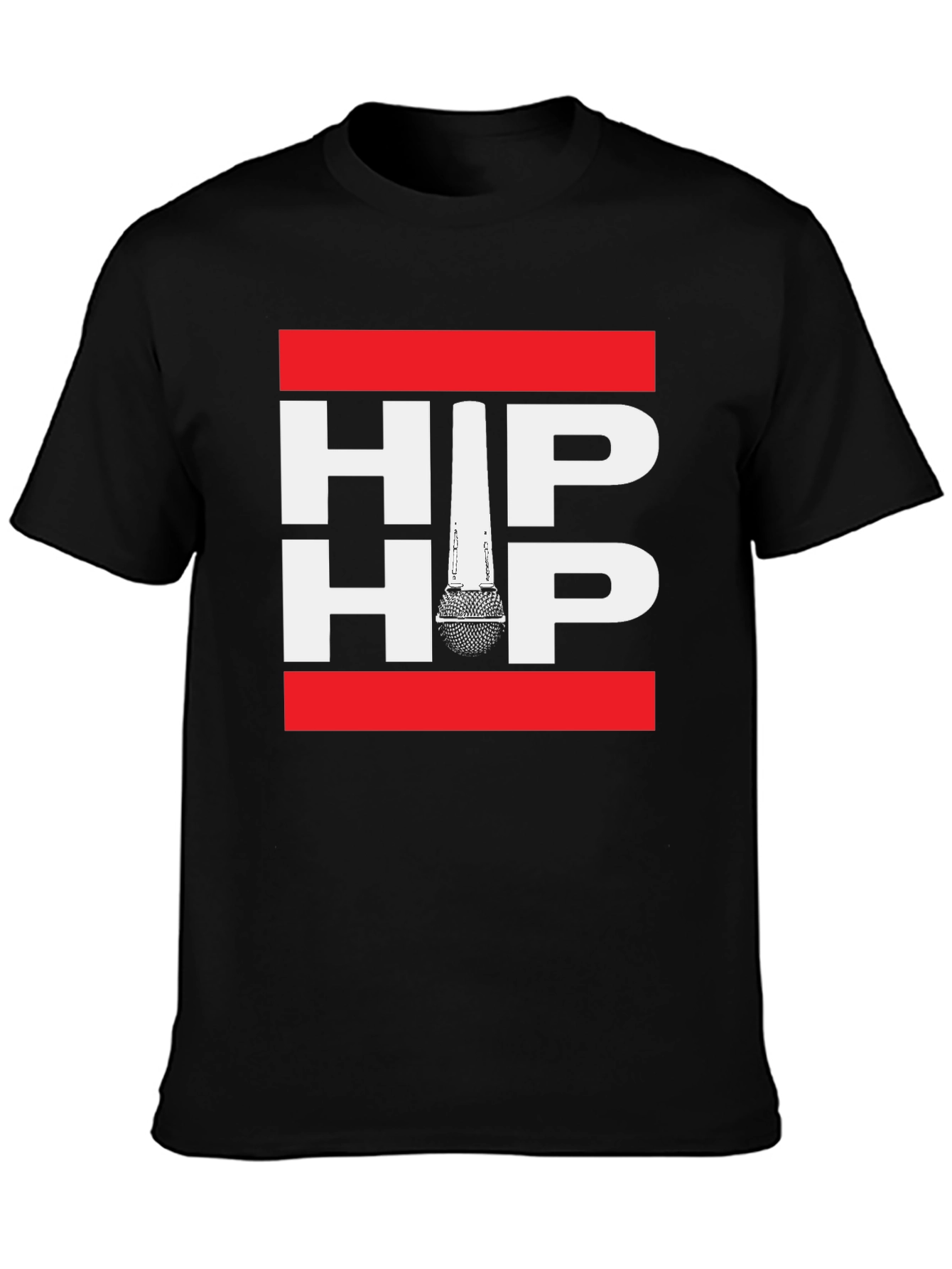 Black Hip Hop Microphone Graphic Print Tee view 3