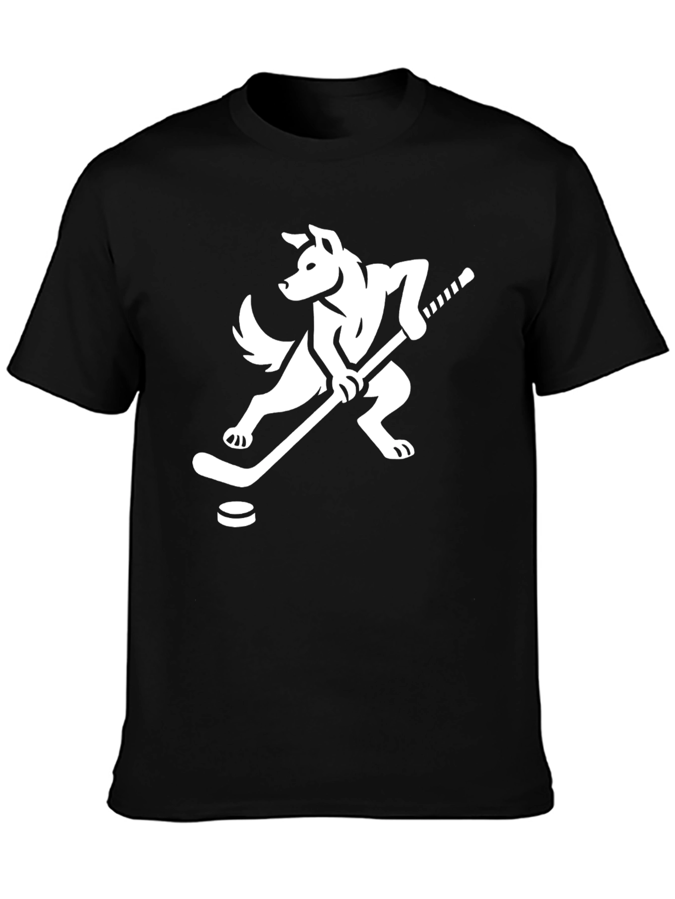 Black Hockey Dog Graphic Tee - Sporty Men's T-Shirt view 3