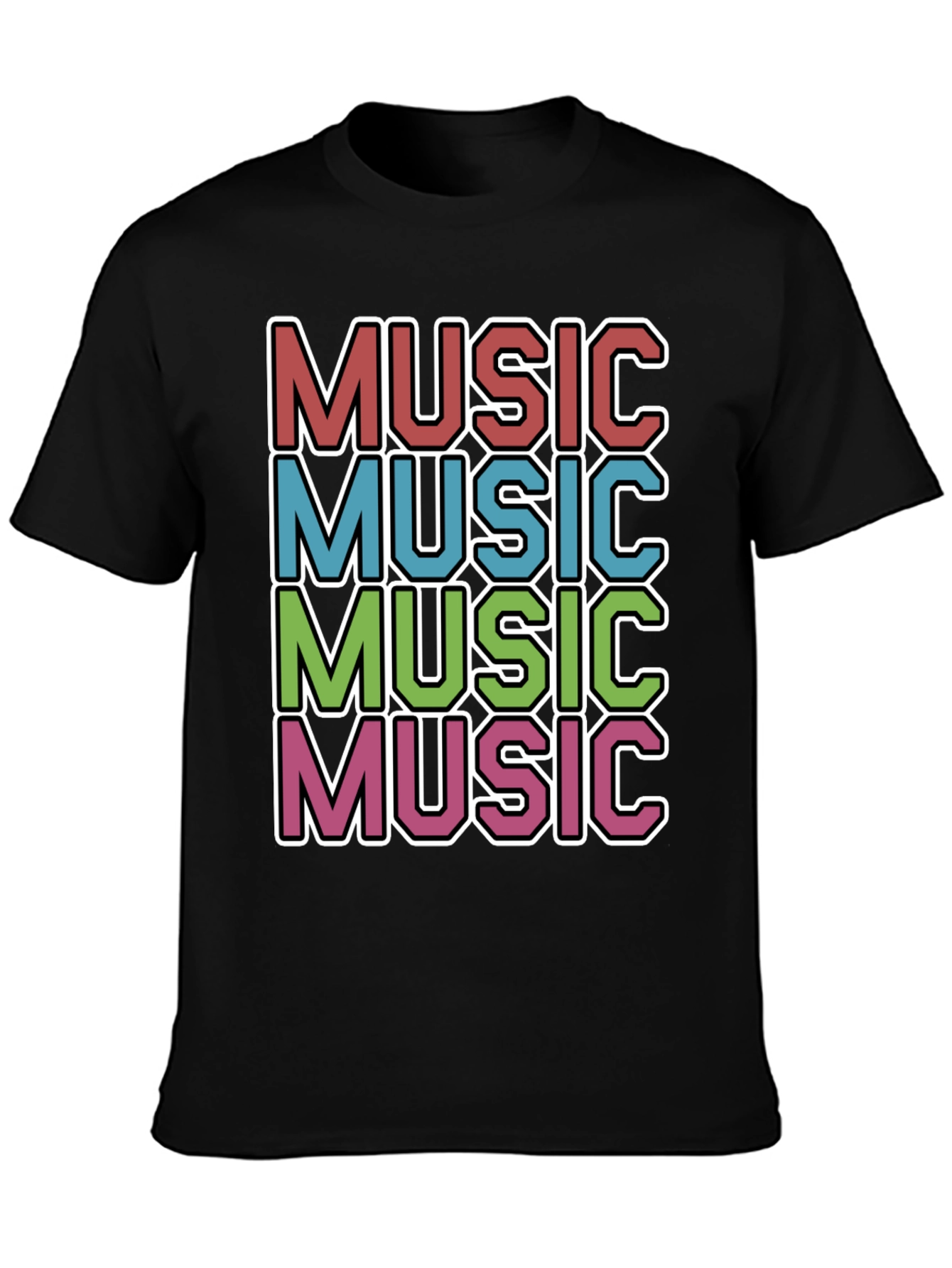 Black Retro Music T-Shirt view 3