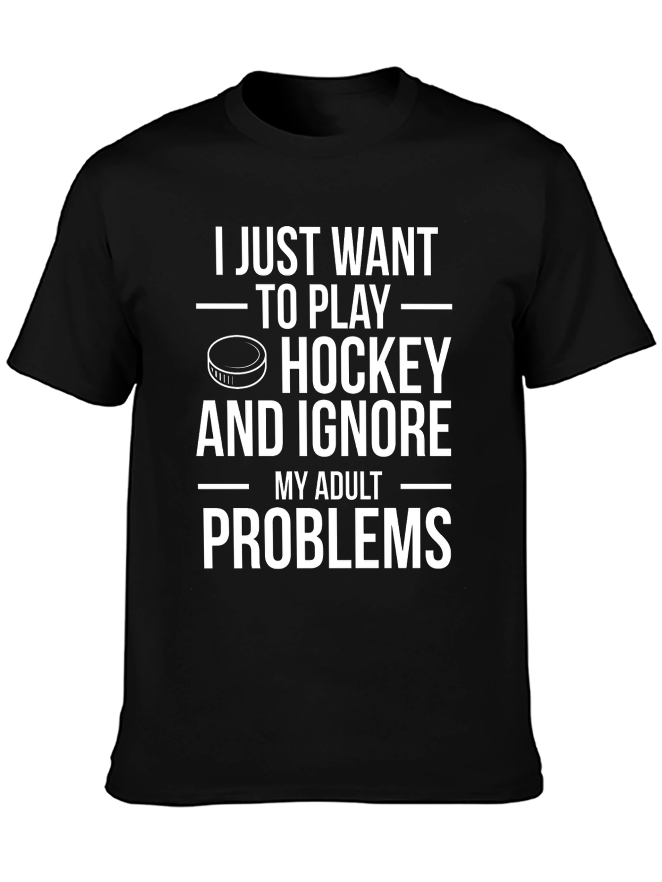 Black Hockey Lover T-Shirt - Ignore Adult Problems! view 3