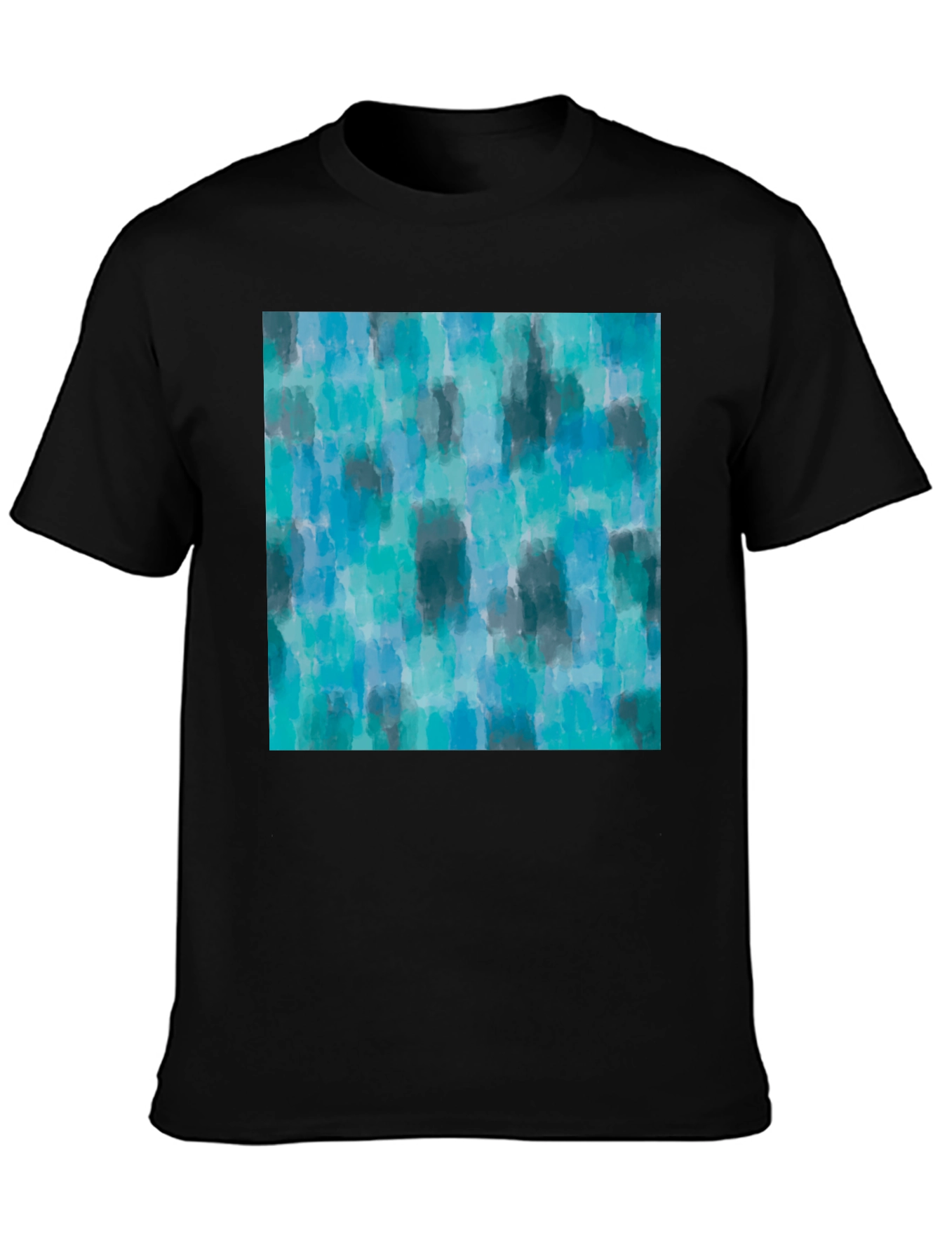 Black Abstract Blue Pattern Tee - Casual Style view 3