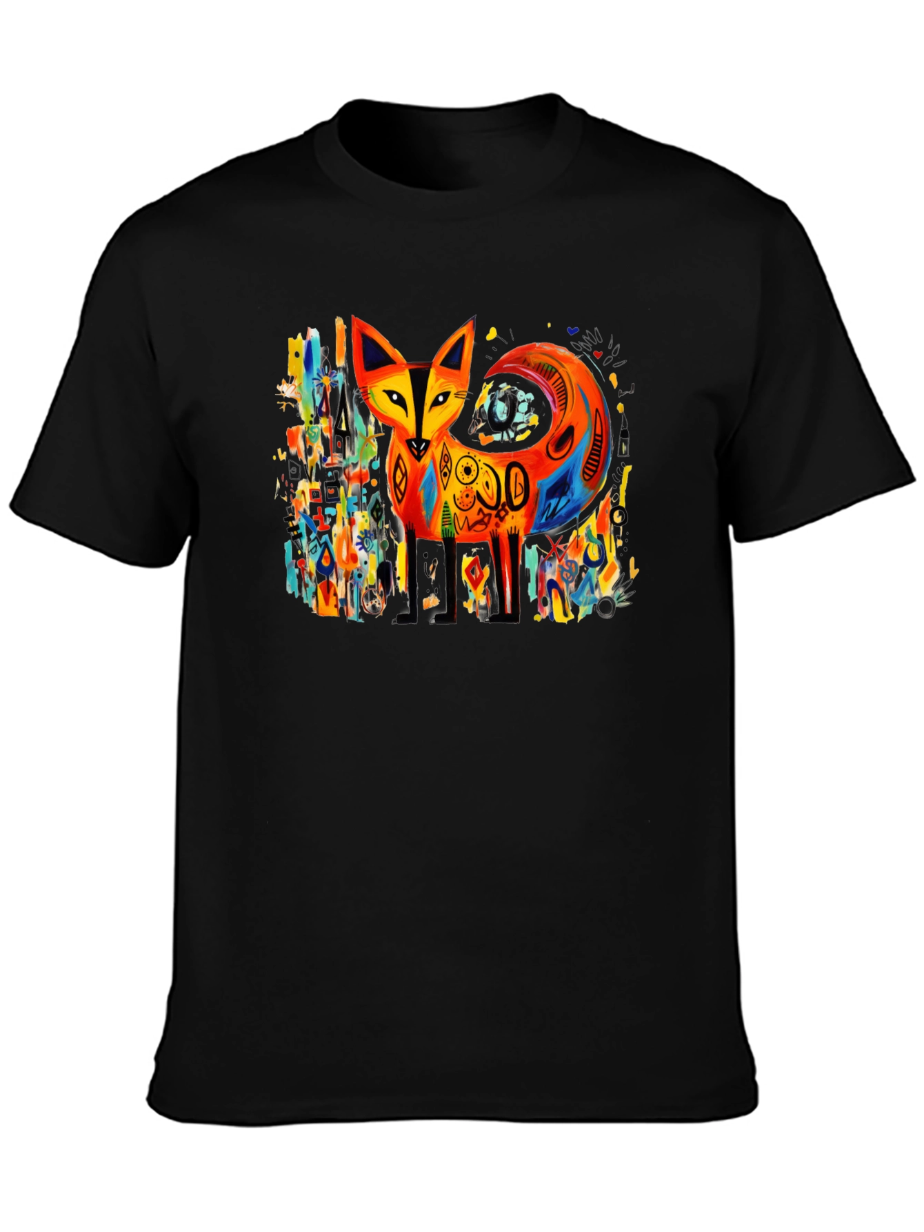 Black Abstract Fox Graphic Tee - Bold Artistic Design view 3